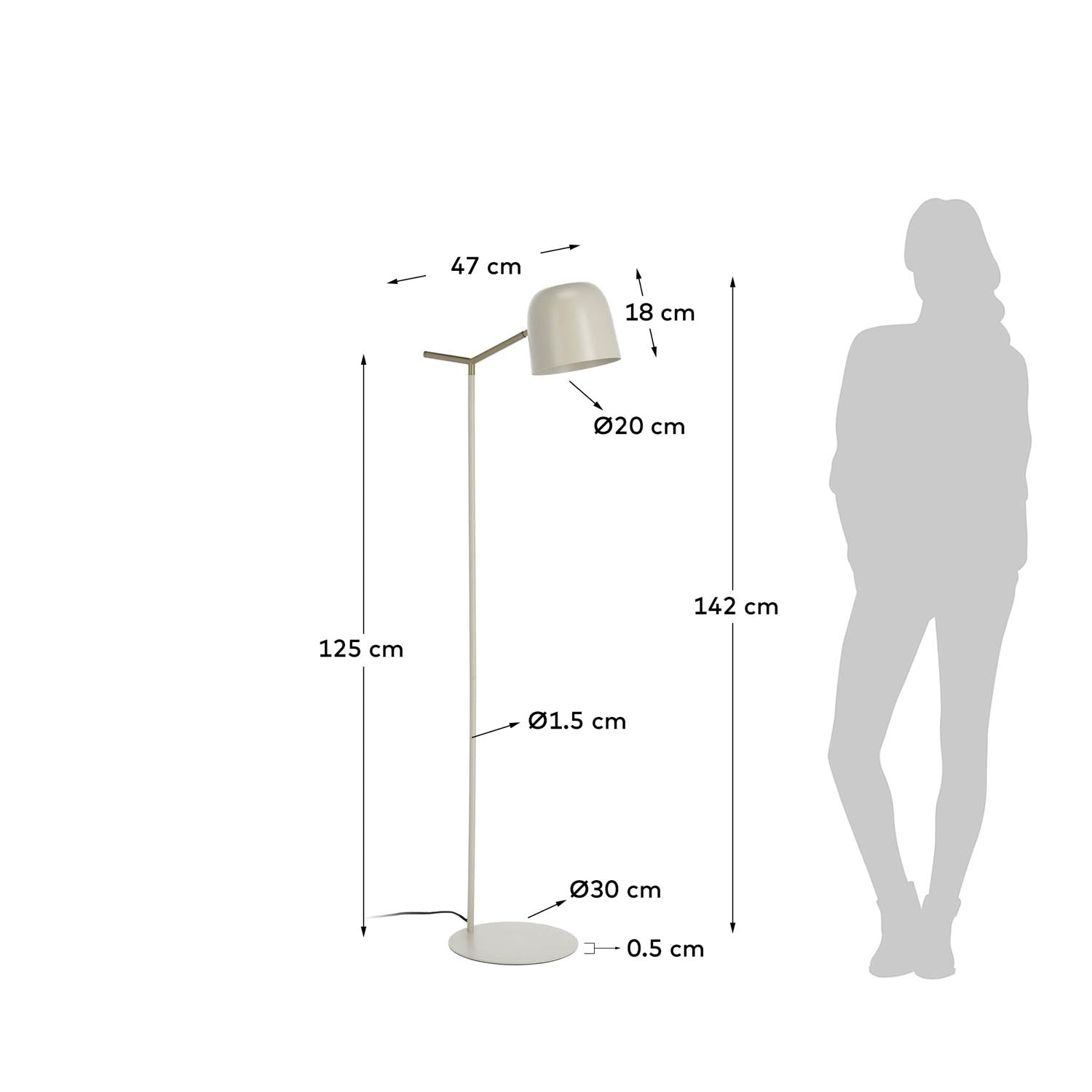 Alish Stehlampe in Beige präsentiert im Onlineshop von KAQTU Design AG. Stehleuchte ist von Kave Home