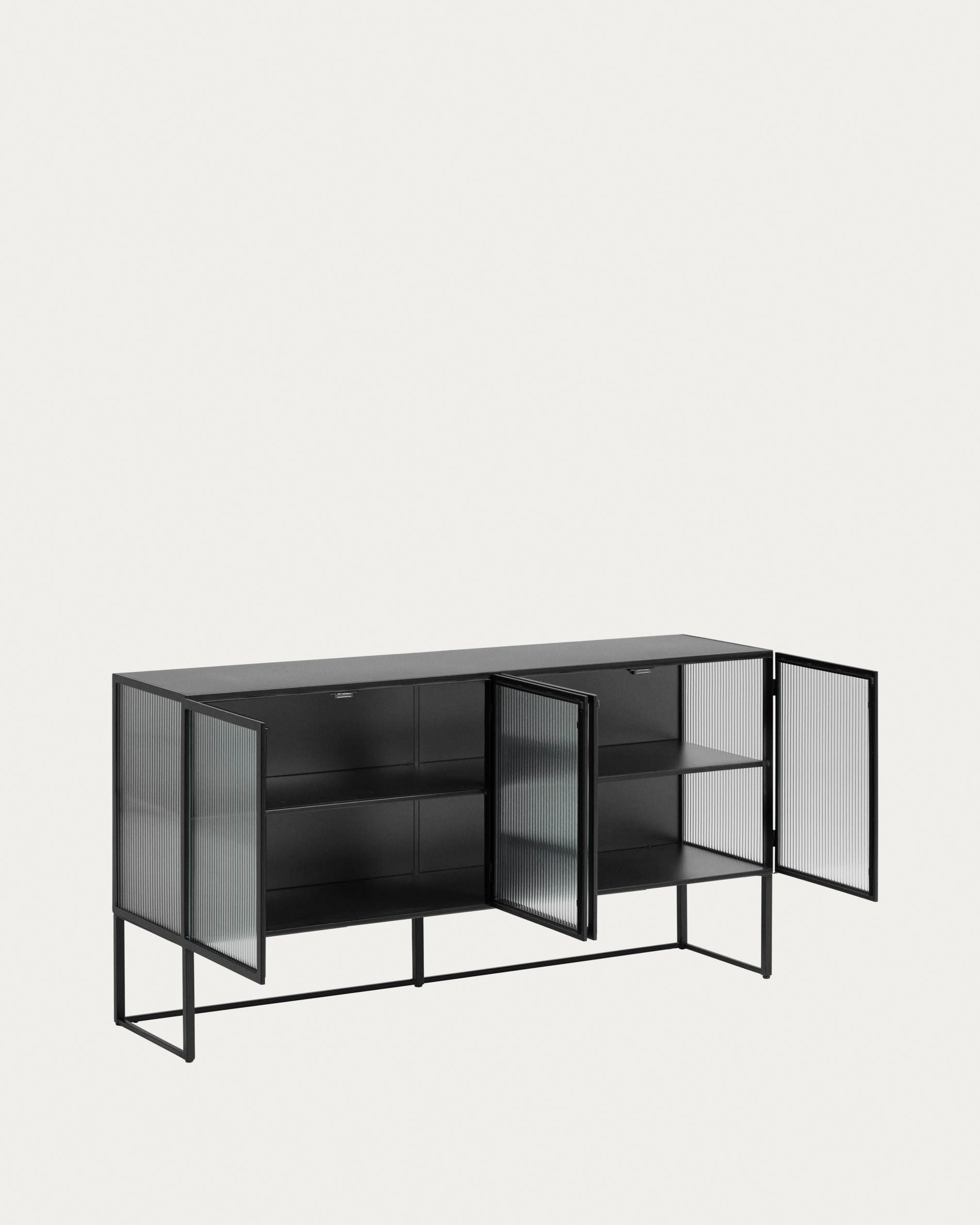 Trixie Sideboard 4 Türen aus Stahl in Schwarz 160 x 81 cm in Schwarz präsentiert im Onlineshop von KAQTU Design AG. Sideboard ist von Kave Home