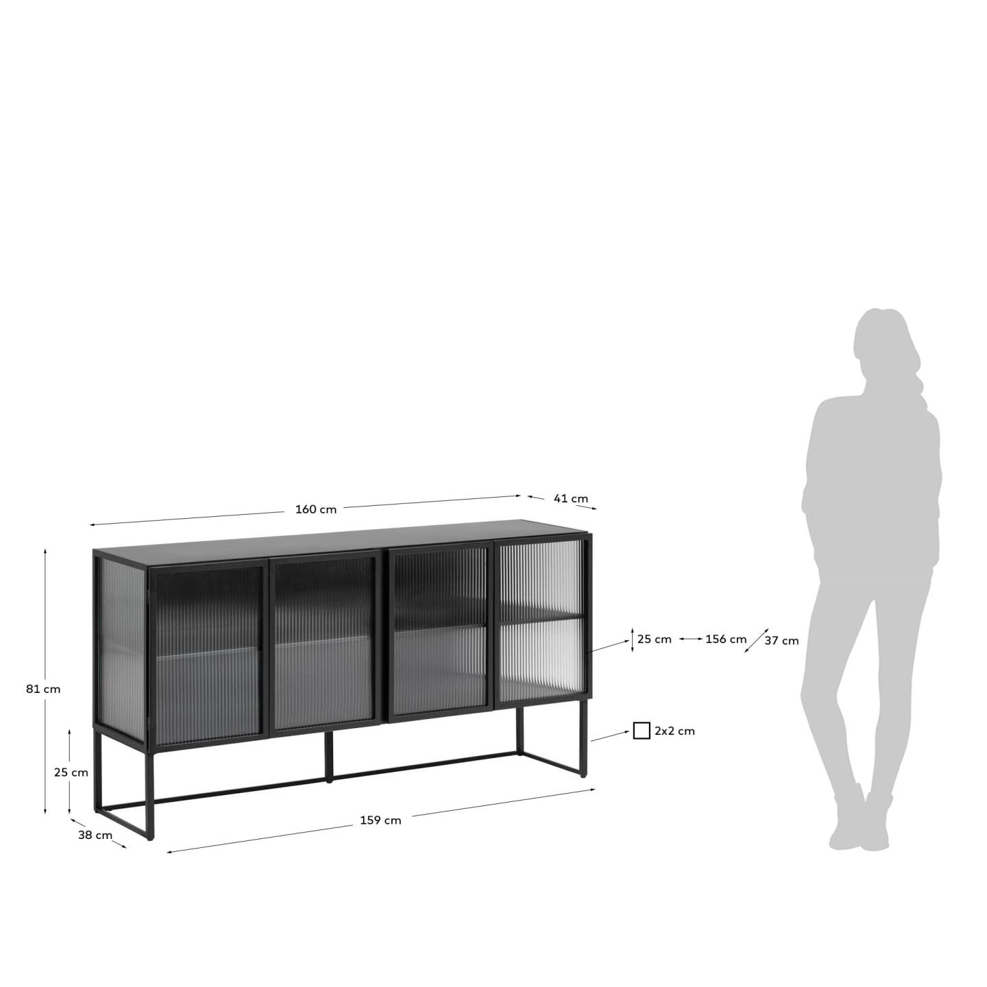 Trixie Sideboard 4 Türen aus Stahl in Schwarz 160 x 81 cm in Schwarz präsentiert im Onlineshop von KAQTU Design AG. Sideboard ist von Kave Home