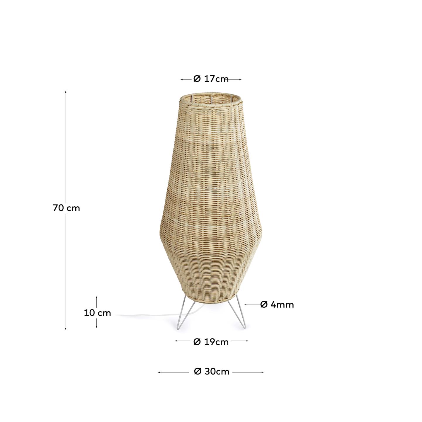 Kamaria mittelgrosse Tischlampe aus Rattan mit natürlichem Finish in Braun präsentiert im Onlineshop von KAQTU Design AG. Tischleuchte ist von Kave Home