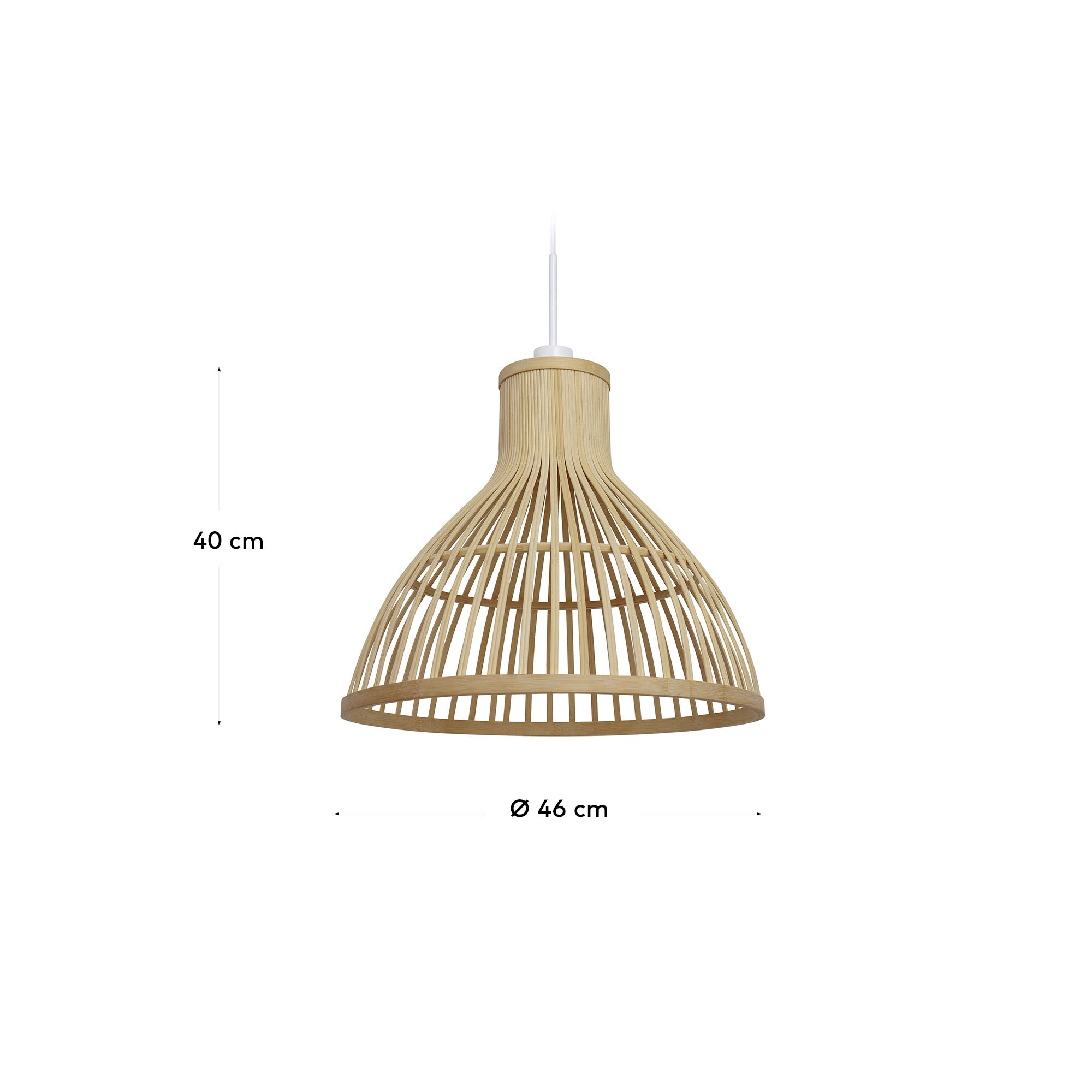 Nathaya Deckenlampe aus Bambus mit natürlichem Finish Ø 46 cm in Braun präsentiert im Onlineshop von KAQTU Design AG. Pendelleuchte ist von Kave Home