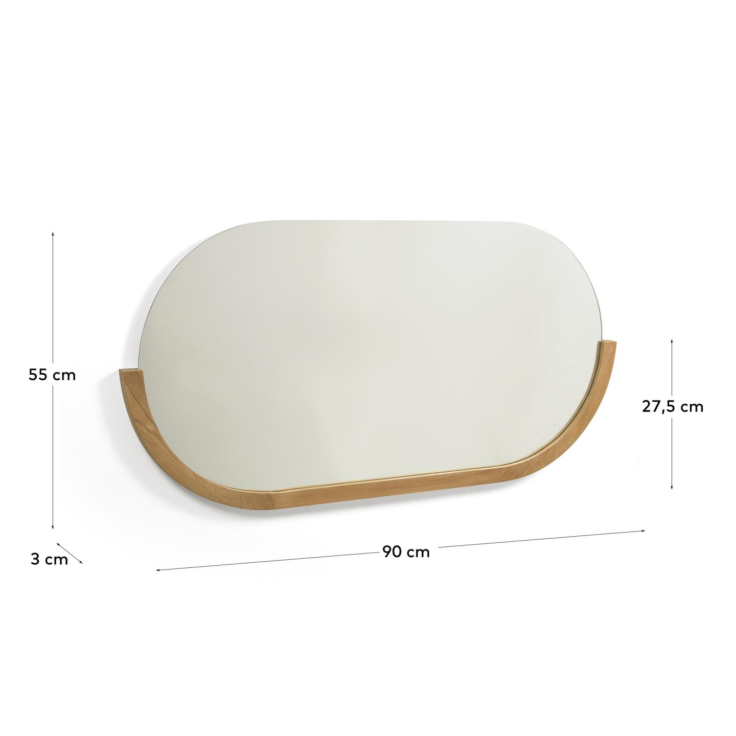 Rokia Spiegel aus massivem Teakholz 90 x 55 cm in Braun präsentiert im Onlineshop von KAQTU Design AG. Spiegel ist von Kave Home