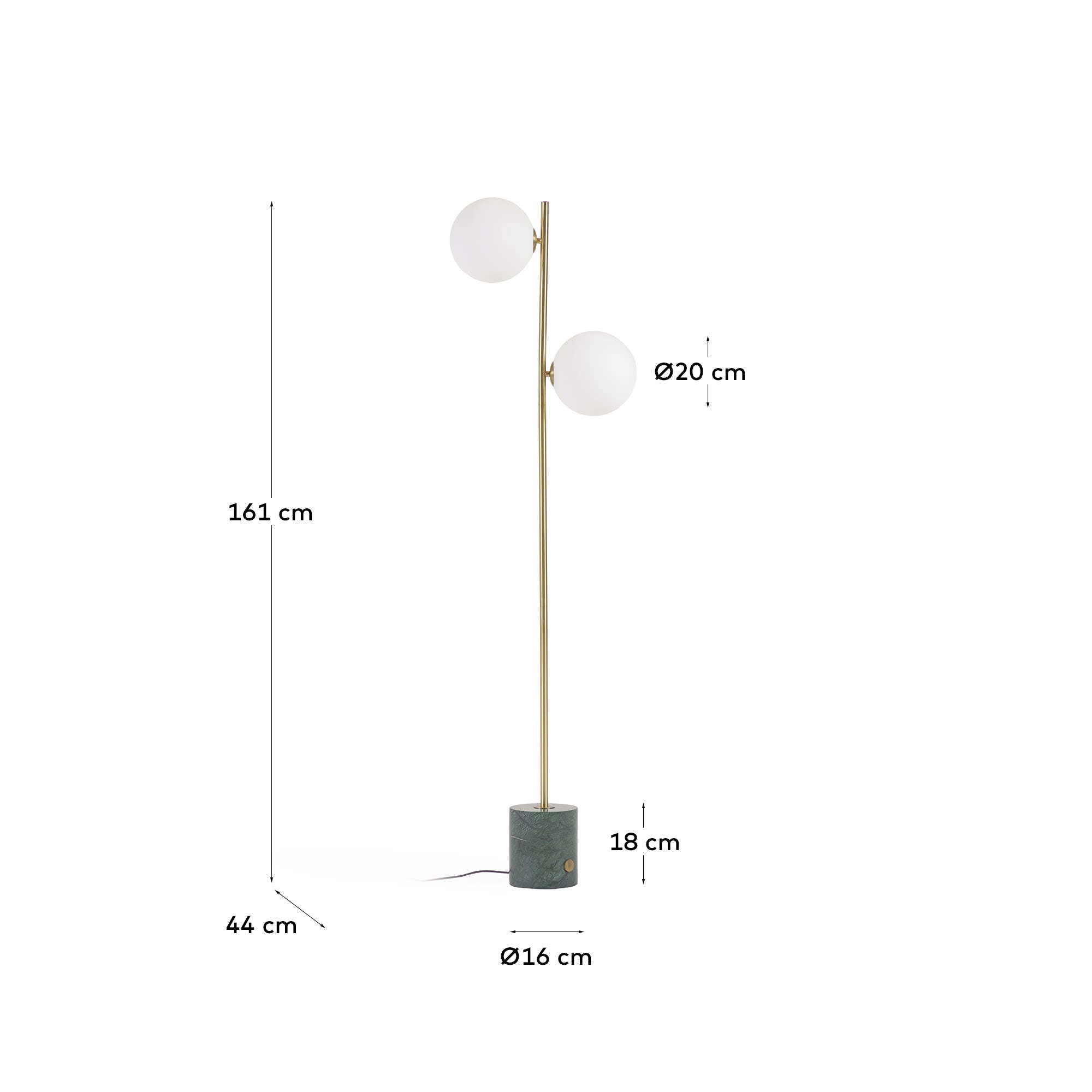 Lonela Stehlampe aus Marmor mit grünem Finish in Grün präsentiert im Onlineshop von KAQTU Design AG. Stehleuchte ist von Kave Home