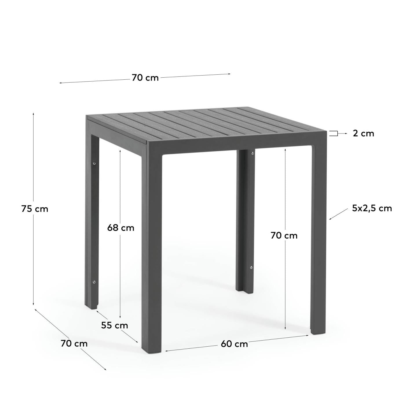 Sirley Gartentisch aus Aluminium schwarz 70 x 70 cm in Schwarz präsentiert im Onlineshop von KAQTU Design AG. Gartentisch ist von Kave Home