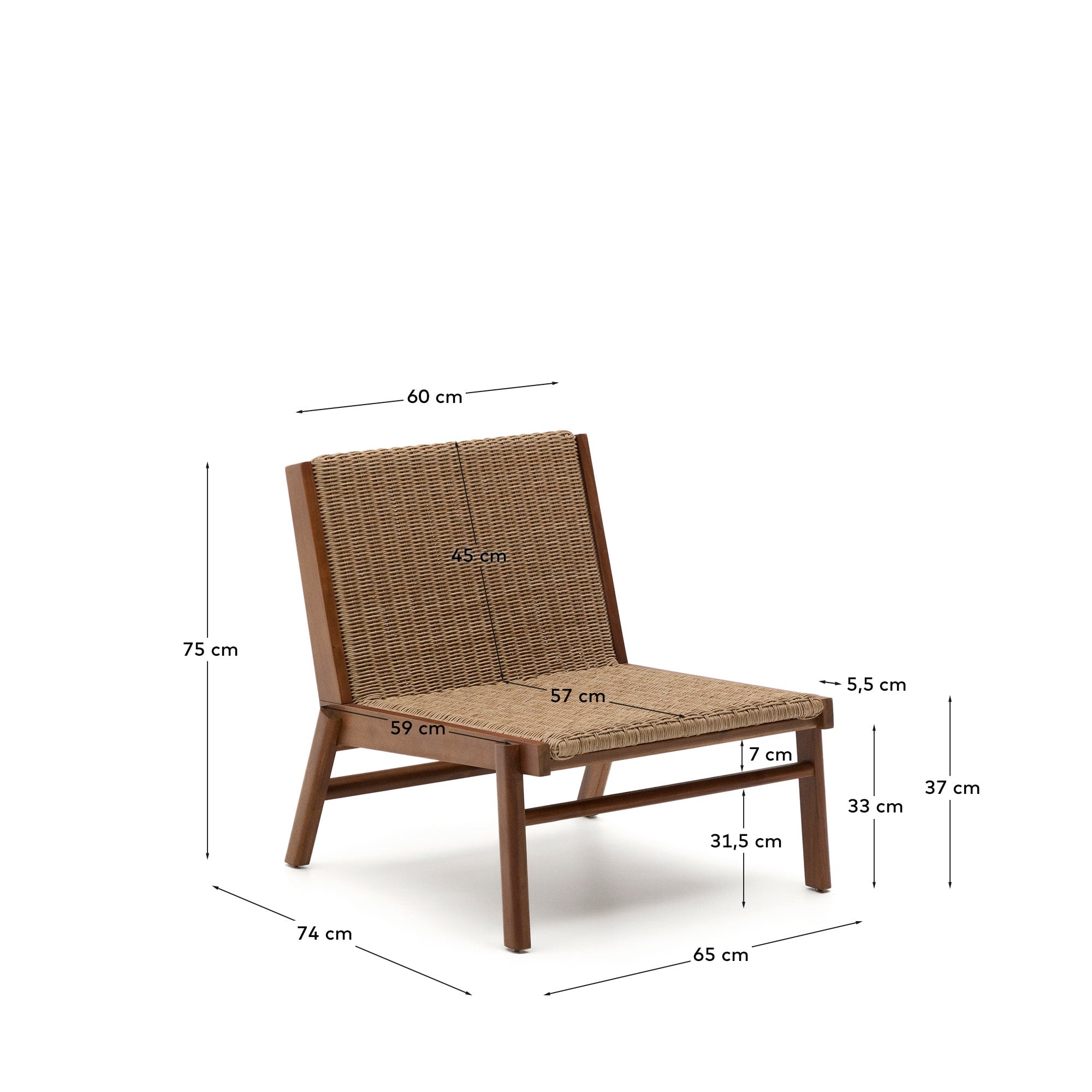 Sofa Itani aus massivem Teakholz und synthetischem Rattan FSC 100% in Braun präsentiert im Onlineshop von KAQTU Design AG. Lounge Sofa ist von Kave Home