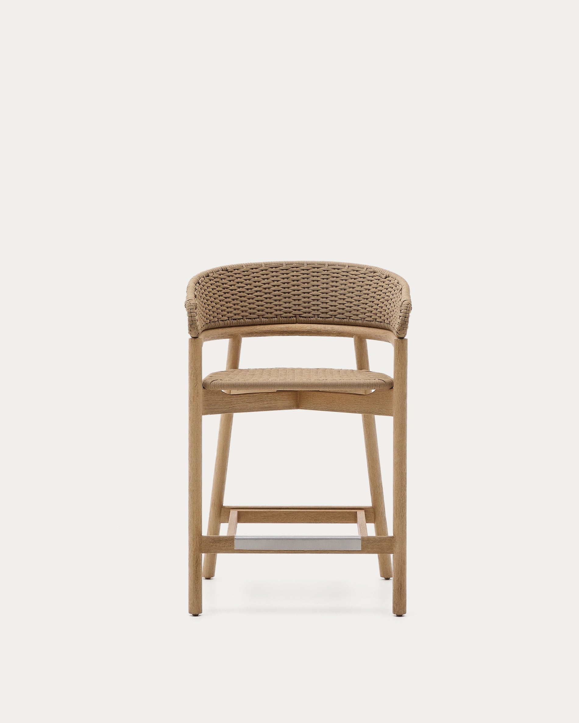 Hocker Arinella aus massivem Akazienholz mit Finish in natürlichem Farbton und beige Seil  in Natur präsentiert im Onlineshop von KAQTU Design AG. Hocker Outdoor ist von Kave Home