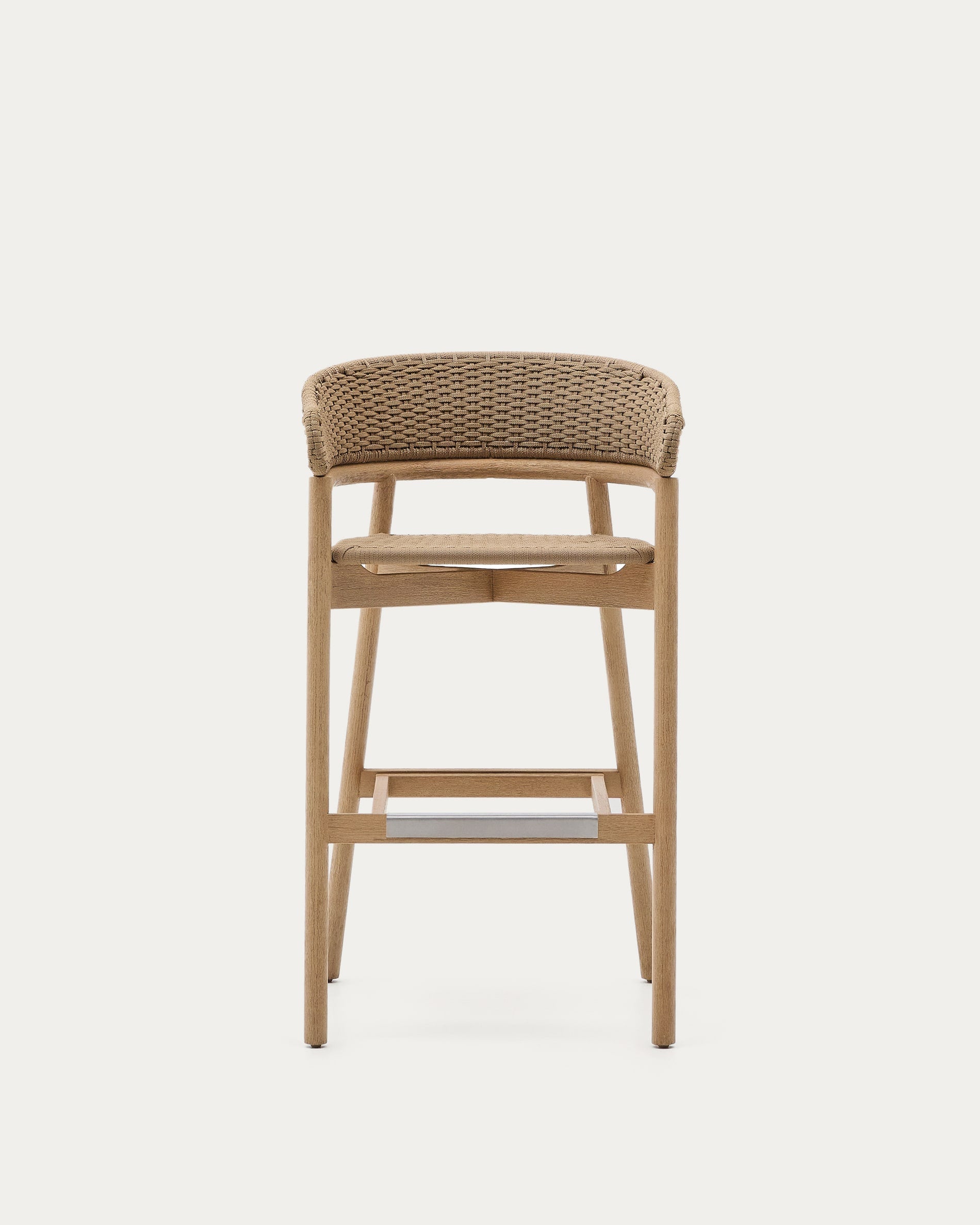 Hocker Arinella aus massivem Akazienholz mit Finish in natürlichem Farbton und beige Seil  in Natur präsentiert im Onlineshop von KAQTU Design AG. Hocker Outdoor ist von Kave Home