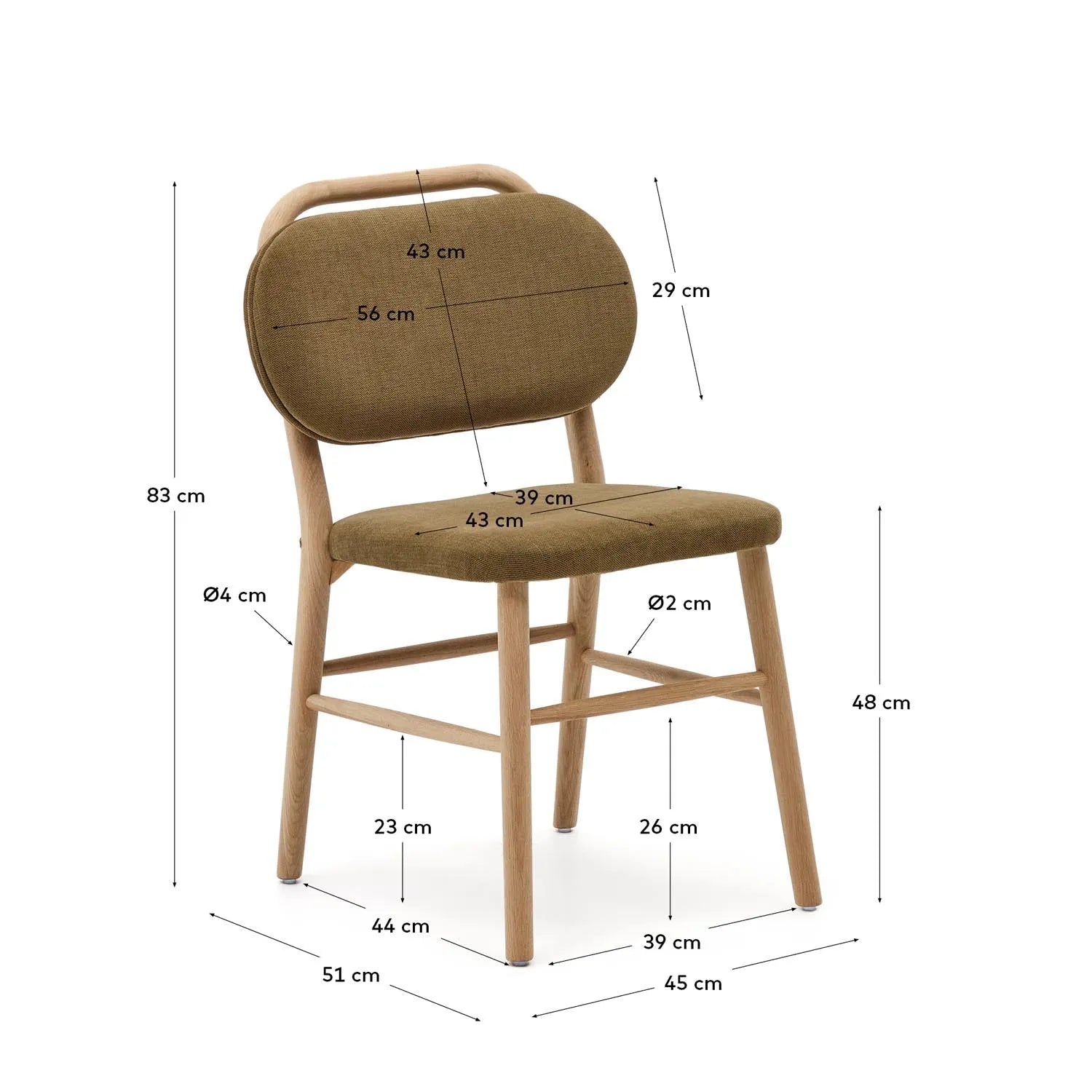 Helda Stuhl aus grüner Chenille und massivem Eichenholz FSC Mix Credit in Grün, Natur präsentiert im Onlineshop von KAQTU Design AG. Stuhl ist von Kave Home