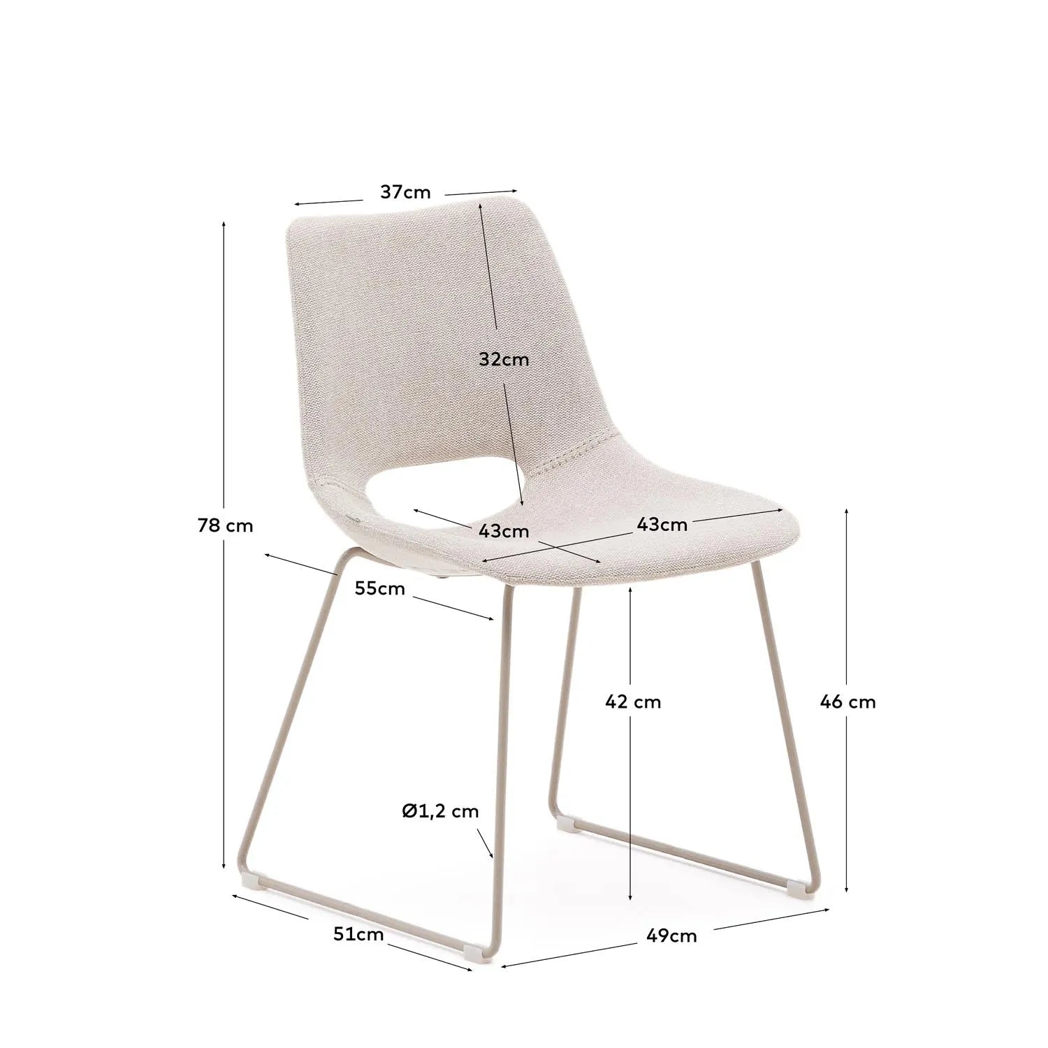 Zahara Stuhl: Beiges Finish & Stahl für modernes Wohndesign.