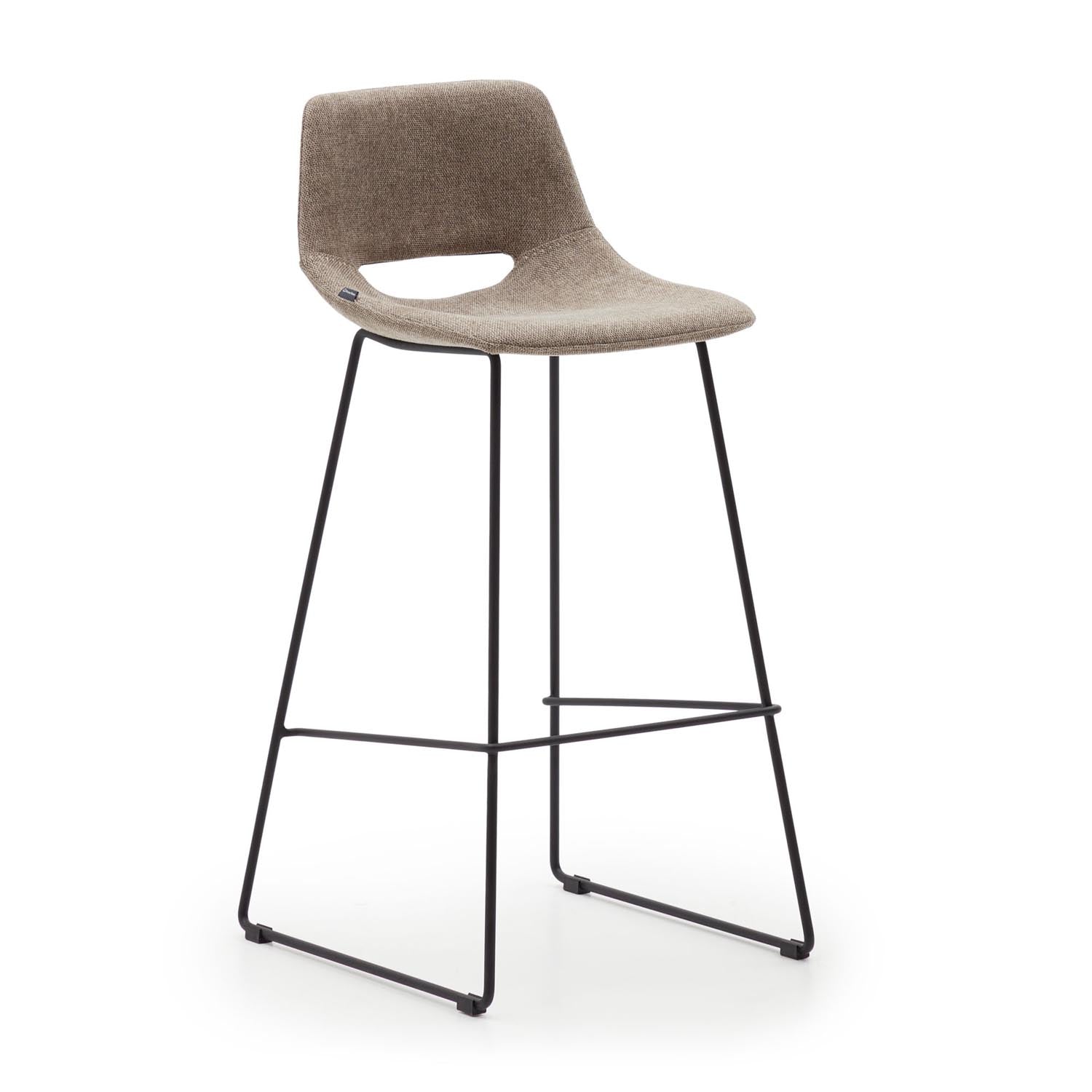 Zahara Hocker braun und Stahl mit schwarzem Finish Höhe 76 cm in Braun präsentiert im Onlineshop von KAQTU Design AG. Hocker ist von Kave Home