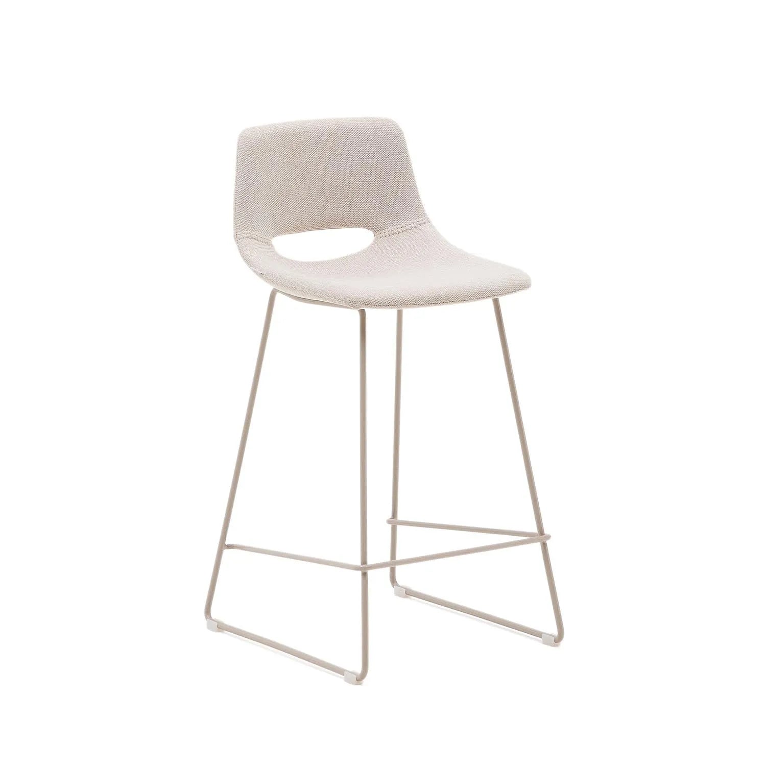 Der Zahara Hocker in Beige und Stahl (65 cm) vereint Stil und Funktionalität, ideal für Bar oder Küche. Hochwertige Materialien und modernes Design.