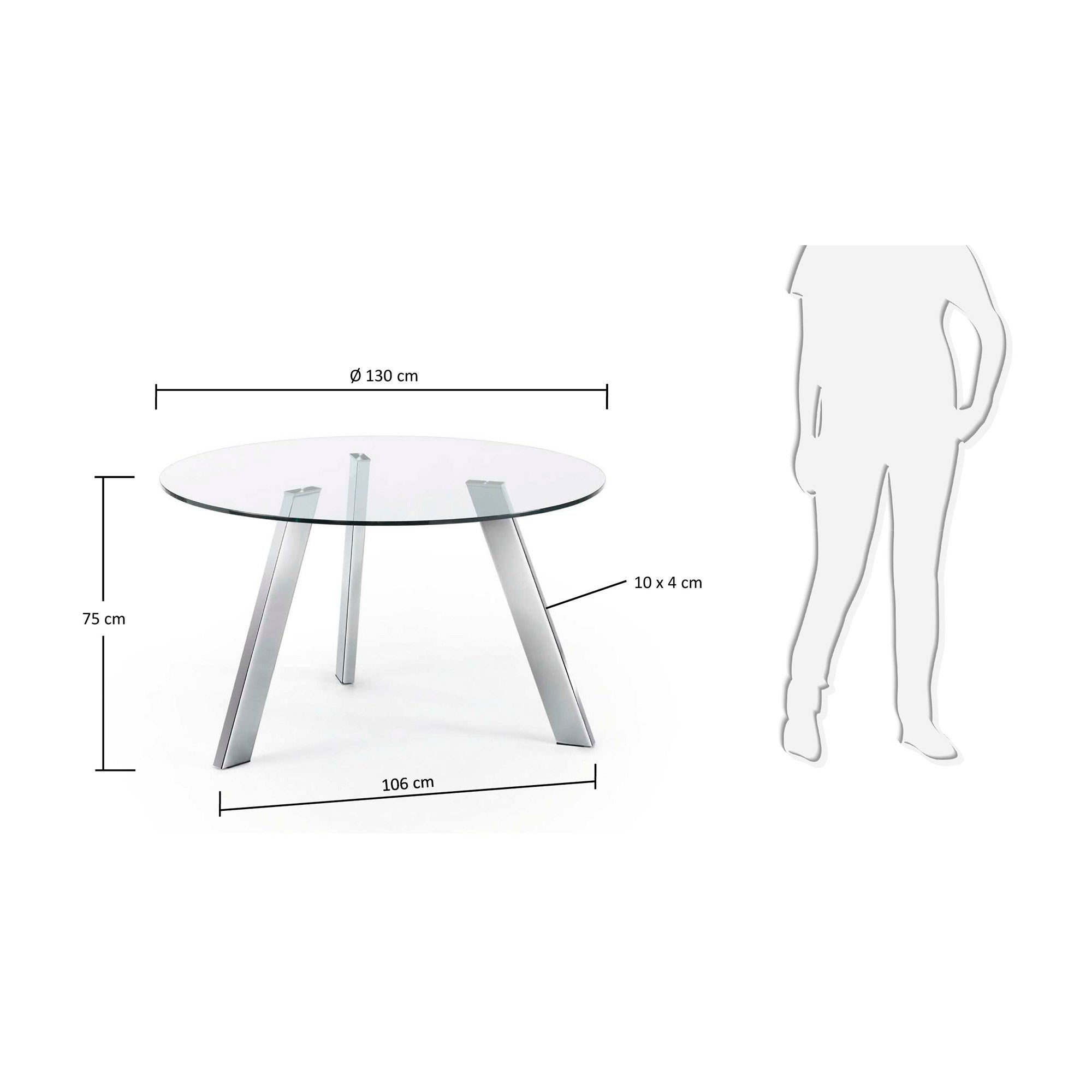 Carib runder Tisch aus Glas und Stahlbeine verchromt Ø 130 cm in Klar präsentiert im Onlineshop von KAQTU Design AG. Esstisch ist von Kave Home