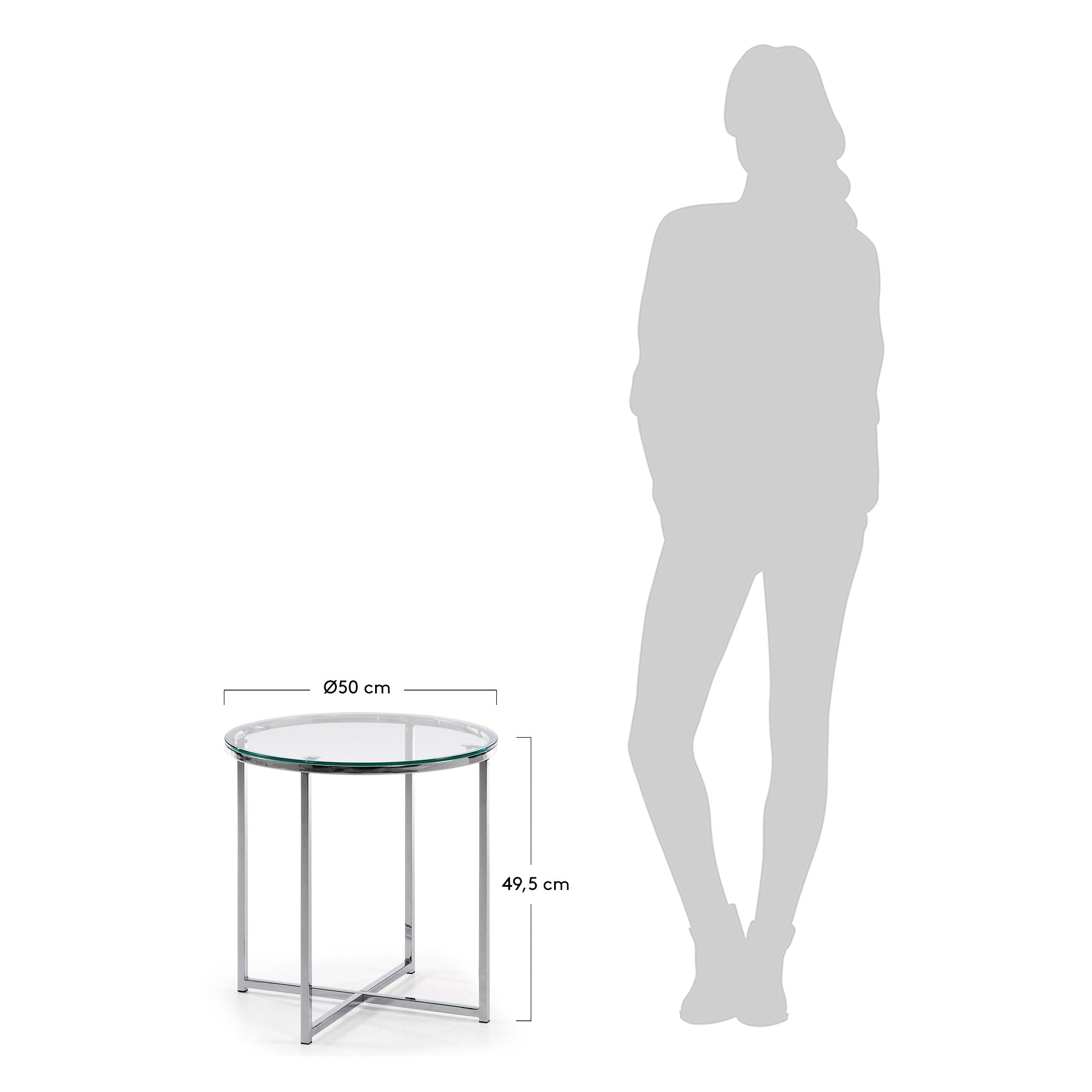 Divid Beistelltisch Ø 50 cm in Silber präsentiert im Onlineshop von KAQTU Design AG. Beistelltisch ist von Kave Home