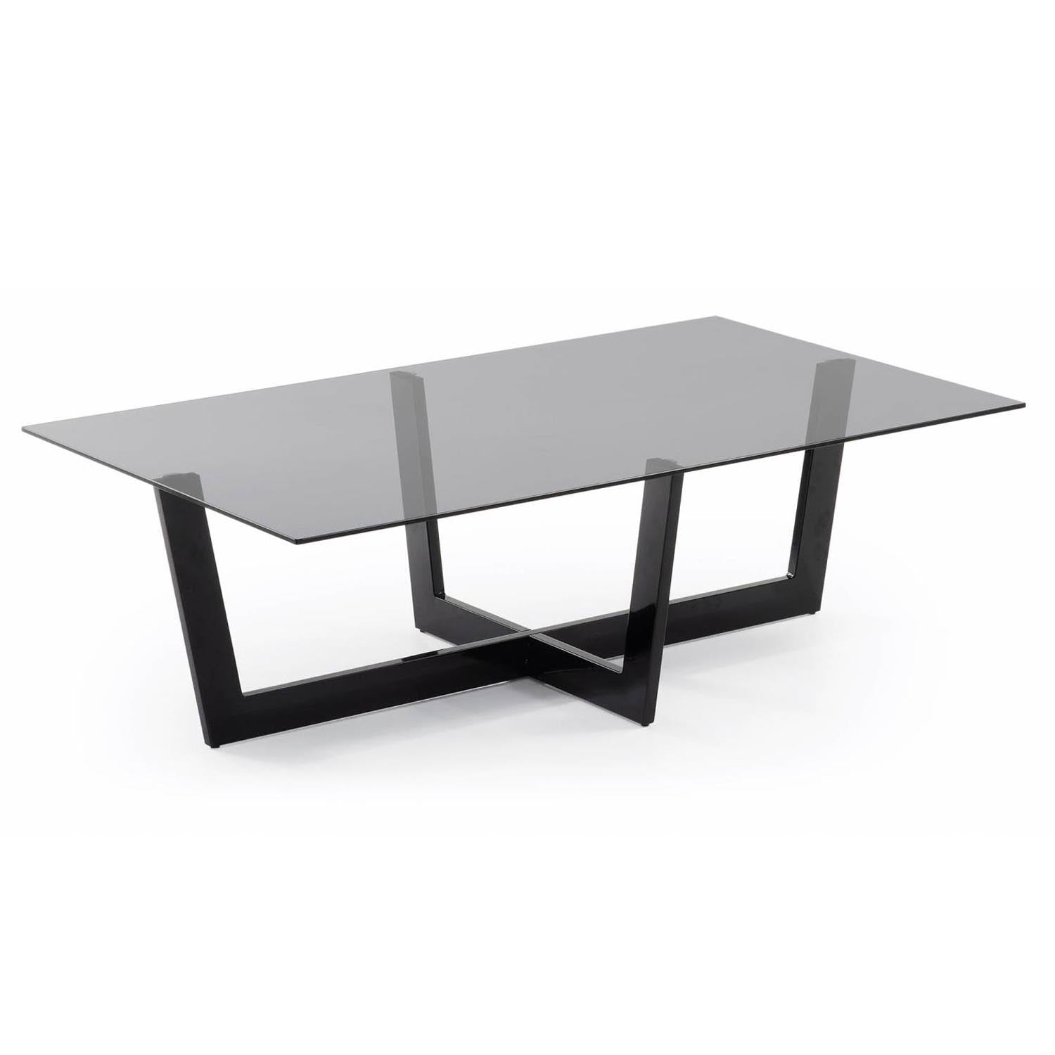 Plam Couchtisch Glas schwarz und Stahlstruktur mit schwarzem Finish 120 x 70 cm in Schwarz, Klar präsentiert im Onlineshop von KAQTU Design AG. Beistelltisch ist von Kave Home