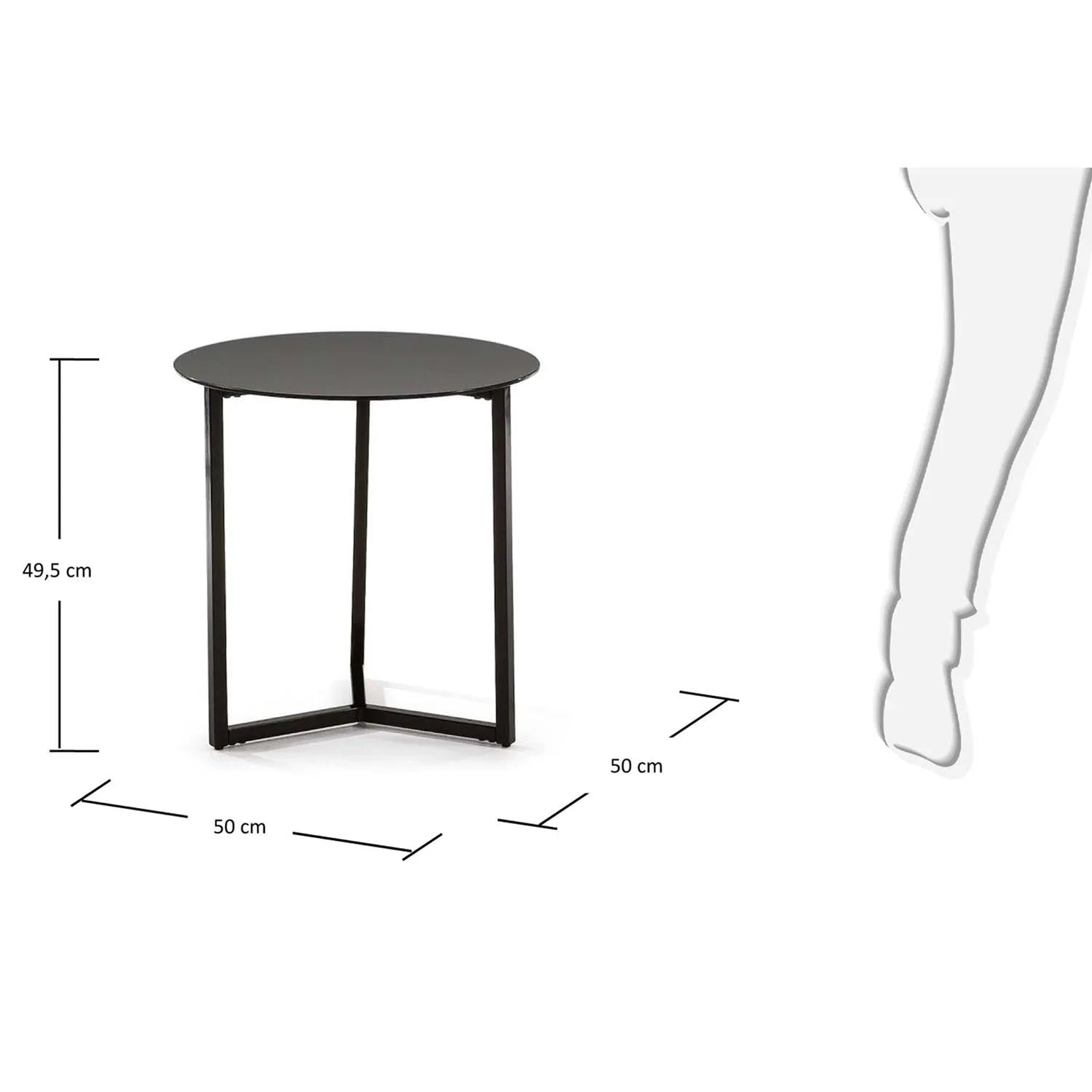 Raeam Beistelltisch getempertes Glas und Stahl mit schwarzem Finish Ø 50 cm in Schwarz präsentiert im Onlineshop von KAQTU Design AG. Beistelltisch ist von Kave Home