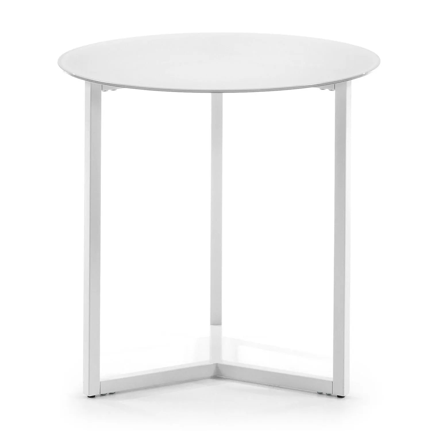 Raeam Beistelltisch getempertes Glas und Stahl mit weißem Finish Ø 50 cm in Weiß präsentiert im Onlineshop von KAQTU Design AG. Beistelltisch ist von Kave Home