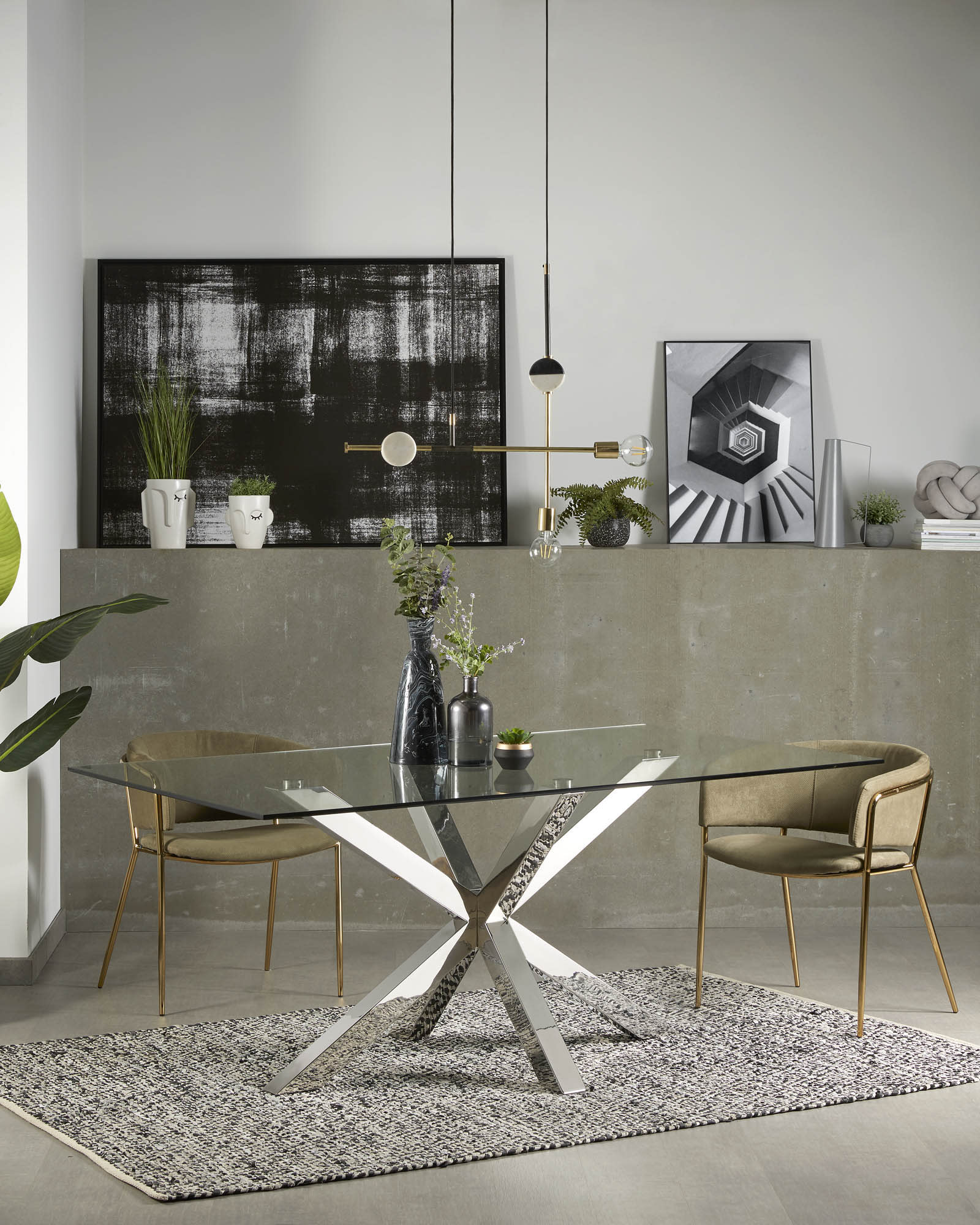 Argo Tisch aus Glas und Beine aus rostfreiem Stahl 180 x 100 cm in Klar präsentiert im Onlineshop von KAQTU Design AG. Esstisch ist von Kave Home