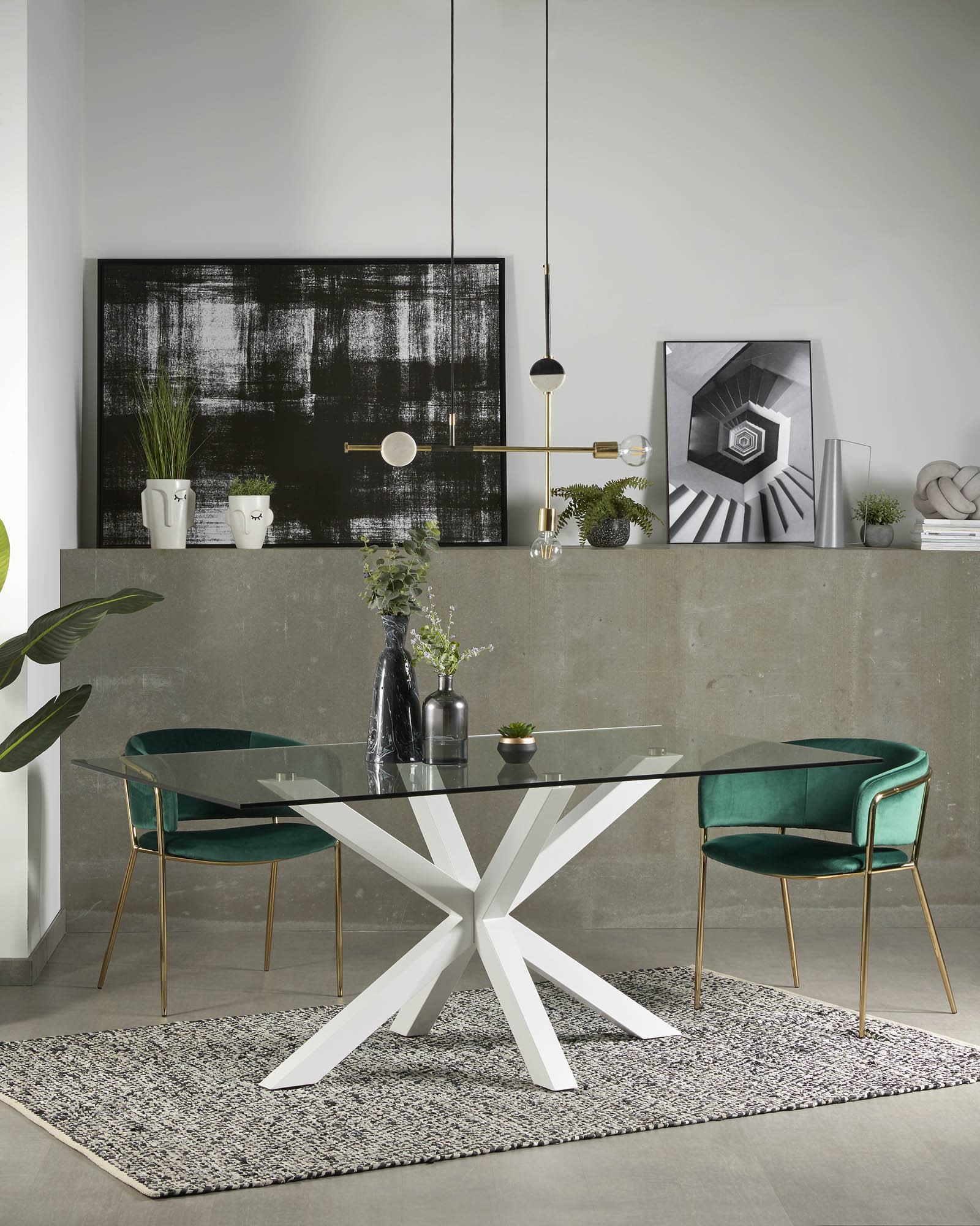 Argo Tisch aus Glas und Stahlbeine weiss 160 x 90 cm in Klar präsentiert im Onlineshop von KAQTU Design AG. Esstisch ist von Kave Home