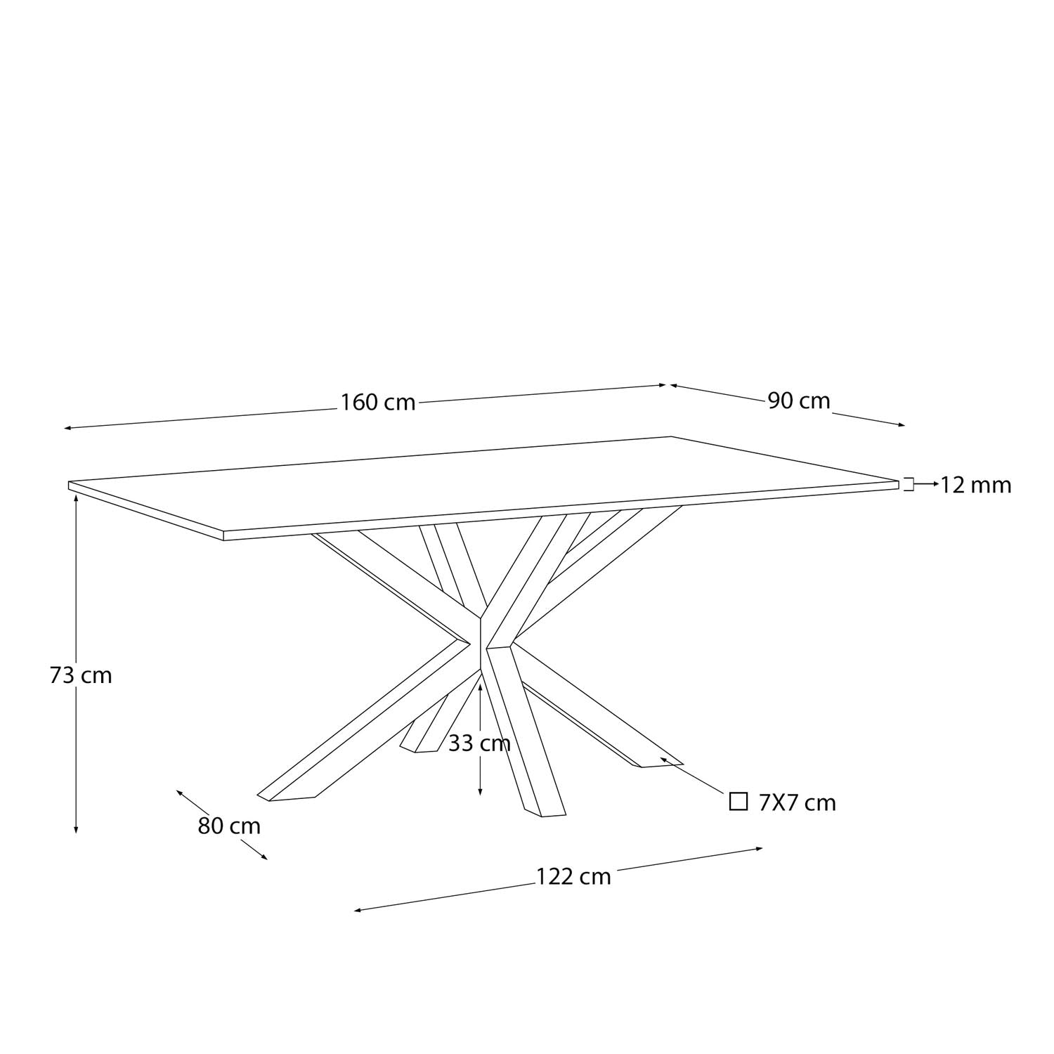 Argo Tisch aus Glas und Stahlbeine mit schwarzem Finish 160 x 90 cm in Klar, Schwarz präsentiert im Onlineshop von KAQTU Design AG. Esstisch ist von Kave Home