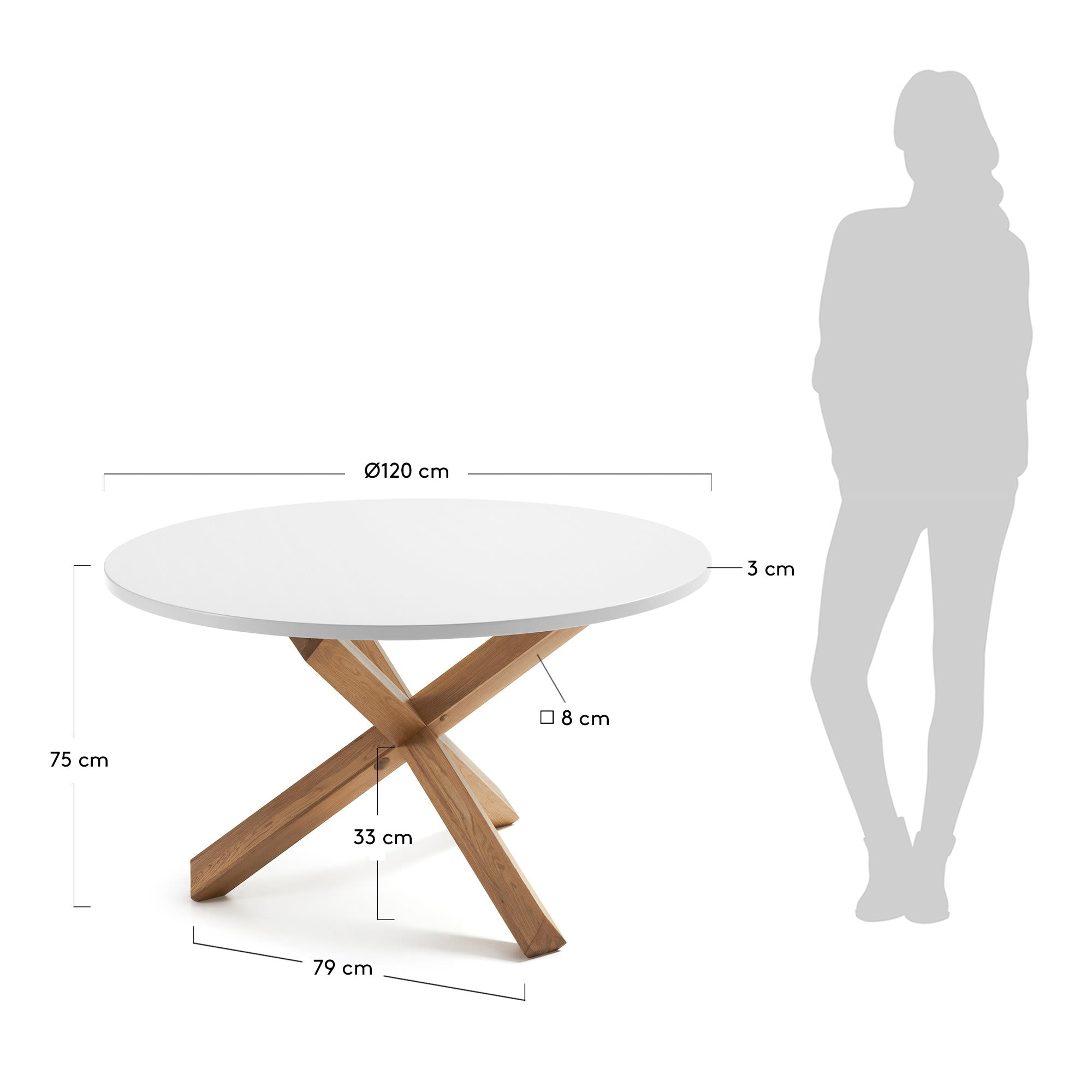 Lotus runder Tisch Ø 120 cm weiss lackiertes MDF mit massiven Eichenbeinen in Weiß präsentiert im Onlineshop von KAQTU Design AG. Esstisch ist von Kave Home