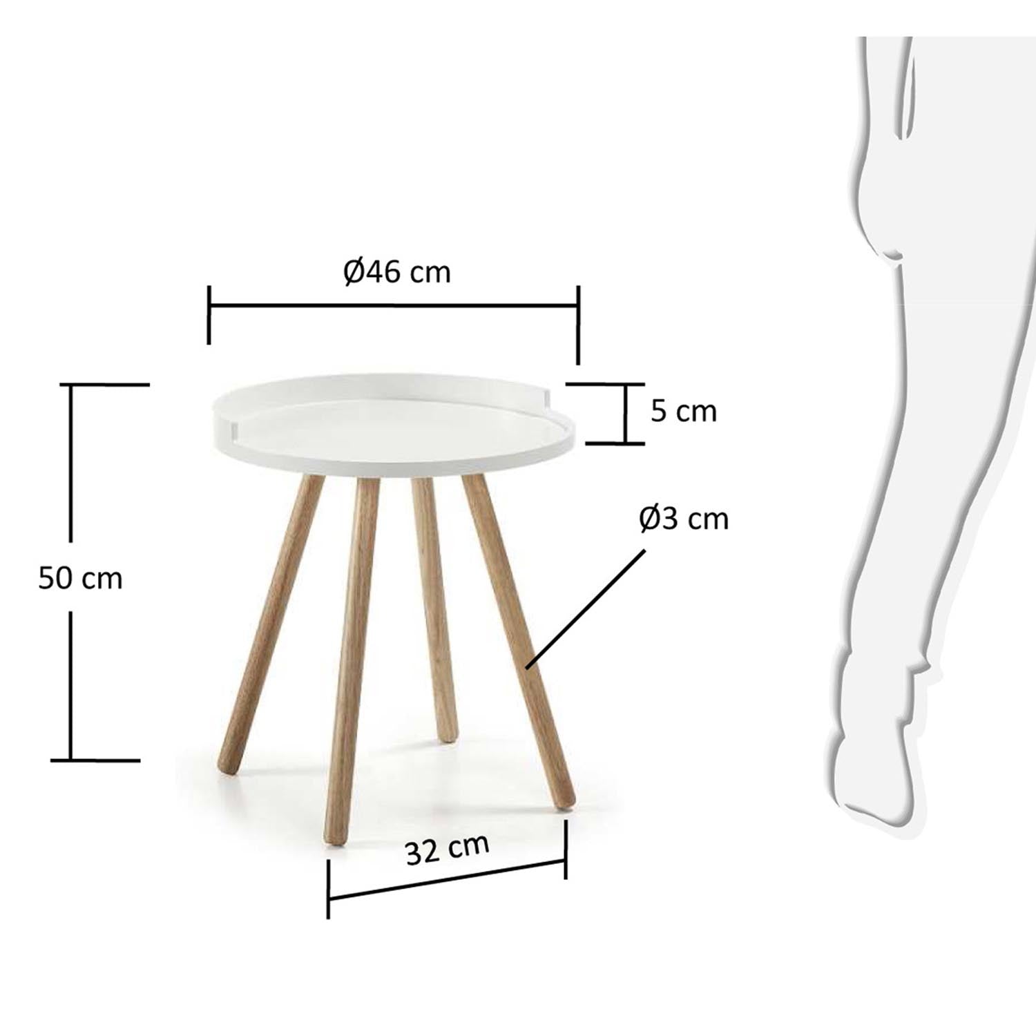 Kurb Beistelltisch weiß Ø 46 cm in Weiß, Natur präsentiert im Onlineshop von KAQTU Design AG. Beistelltisch ist von Kave Home