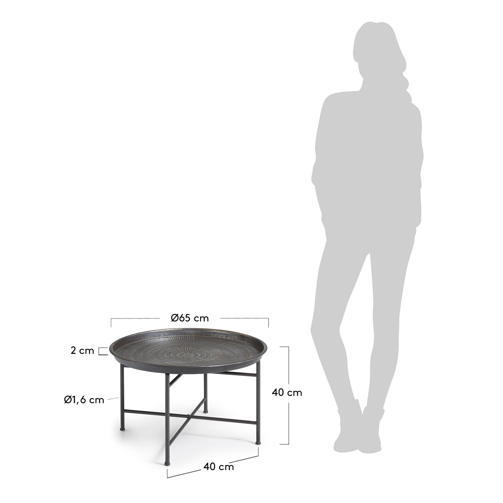 Couchtisch Dalinea aus Stahl mit Antik-Effekt Ø 65 cm in Grau präsentiert im Onlineshop von KAQTU Design AG. Beistelltisch ist von Kave Home