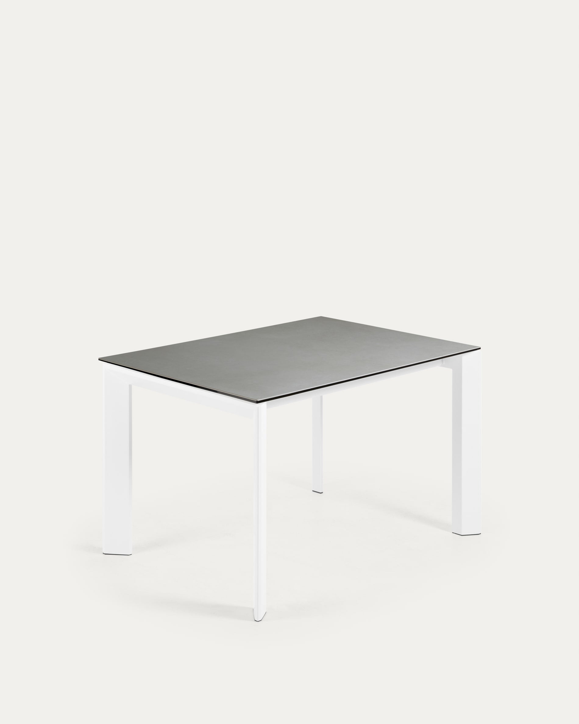 Axis Ausziehtisch Feinsteinzeug Hydra Plomo Finish Stahlbeine weiss 120 (180) cm  in Grau präsentiert im Onlineshop von KAQTU Design AG. Esstisch ist von Kave Home