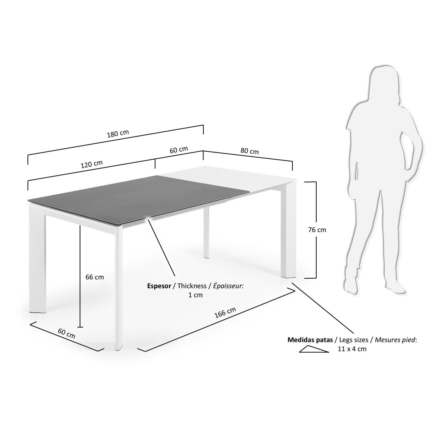 Axis 120 (180) cm white legs in  präsentiert im Onlineshop von KAQTU Design AG. Esstisch ist von Kave Home