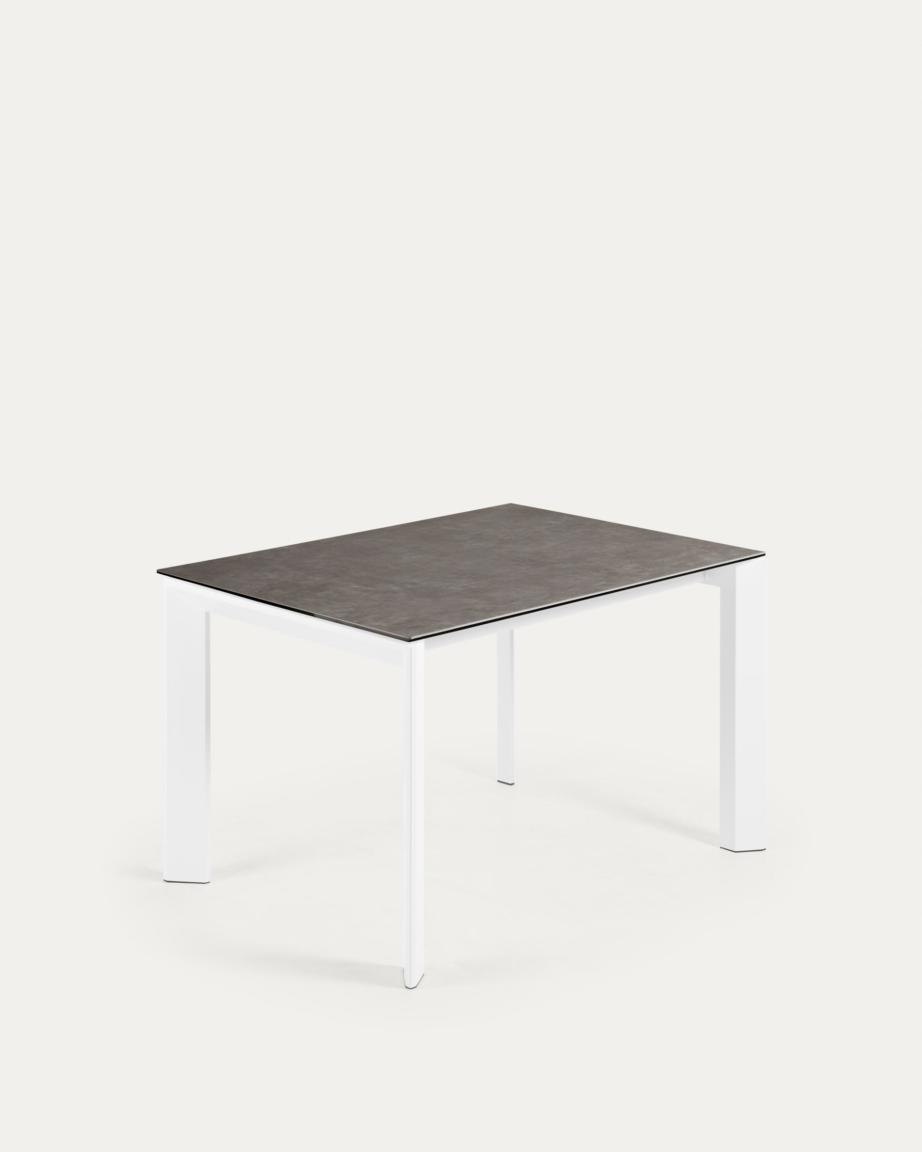 Axis Ausziehtisch Feinsteinzeug  mit Vulcano Ceniza Finish Stahlbeine weiss 120 (180) cm  in Grau präsentiert im Onlineshop von KAQTU Design AG. Esstisch ist von Kave Home