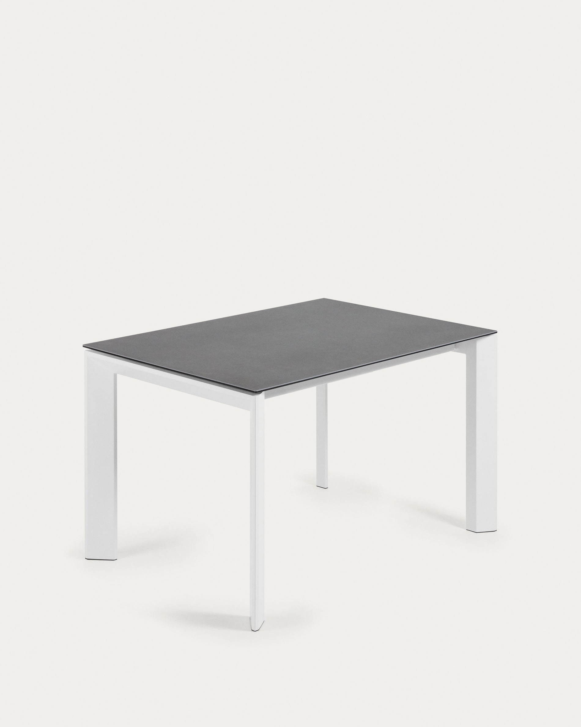 Axis Ausziehtisch Feisnteinzeug Vulcano Roca Finsih Stahlbeine in Weiss 120 (180) cm in Grau präsentiert im Onlineshop von KAQTU Design AG. Esstisch ist von Kave Home