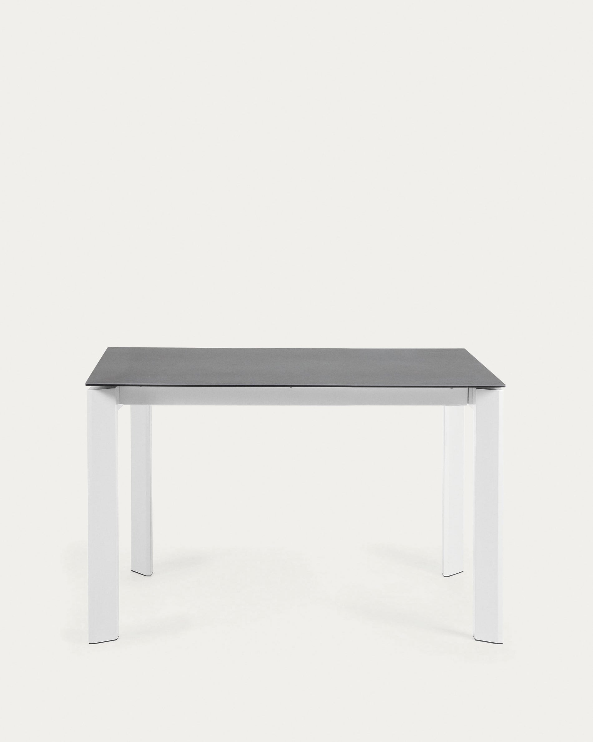 Axis Ausziehtisch Feisnteinzeug Vulcano Roca Finsih Stahlbeine in Weiss 120 (180) cm in Grau präsentiert im Onlineshop von KAQTU Design AG. Esstisch ist von Kave Home