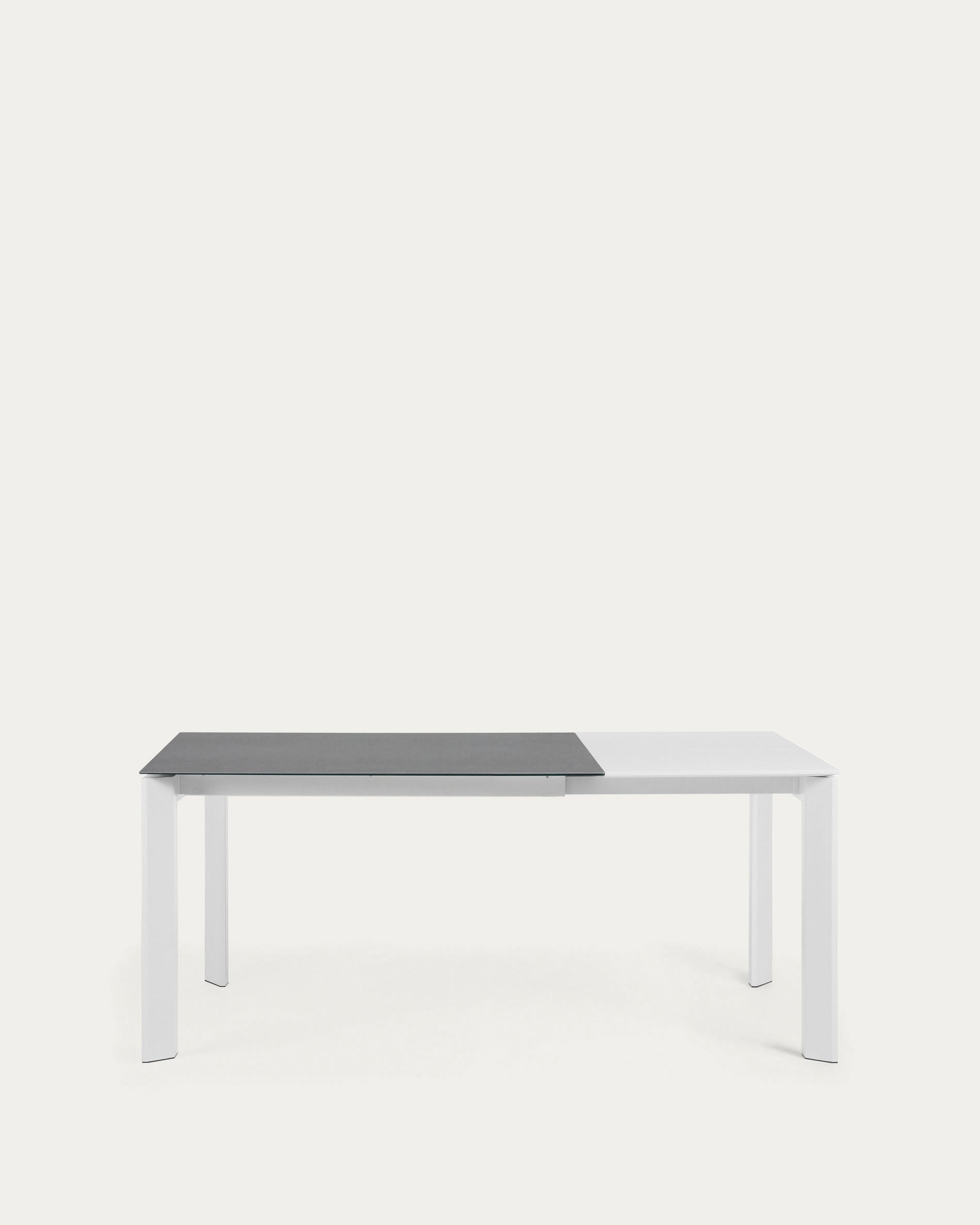 Axis Ausziehtisch Feisnteinzeug Vulcano Roca Finsih Stahlbeine in Weiss 120 (180) cm in Grau präsentiert im Onlineshop von KAQTU Design AG. Esstisch ist von Kave Home