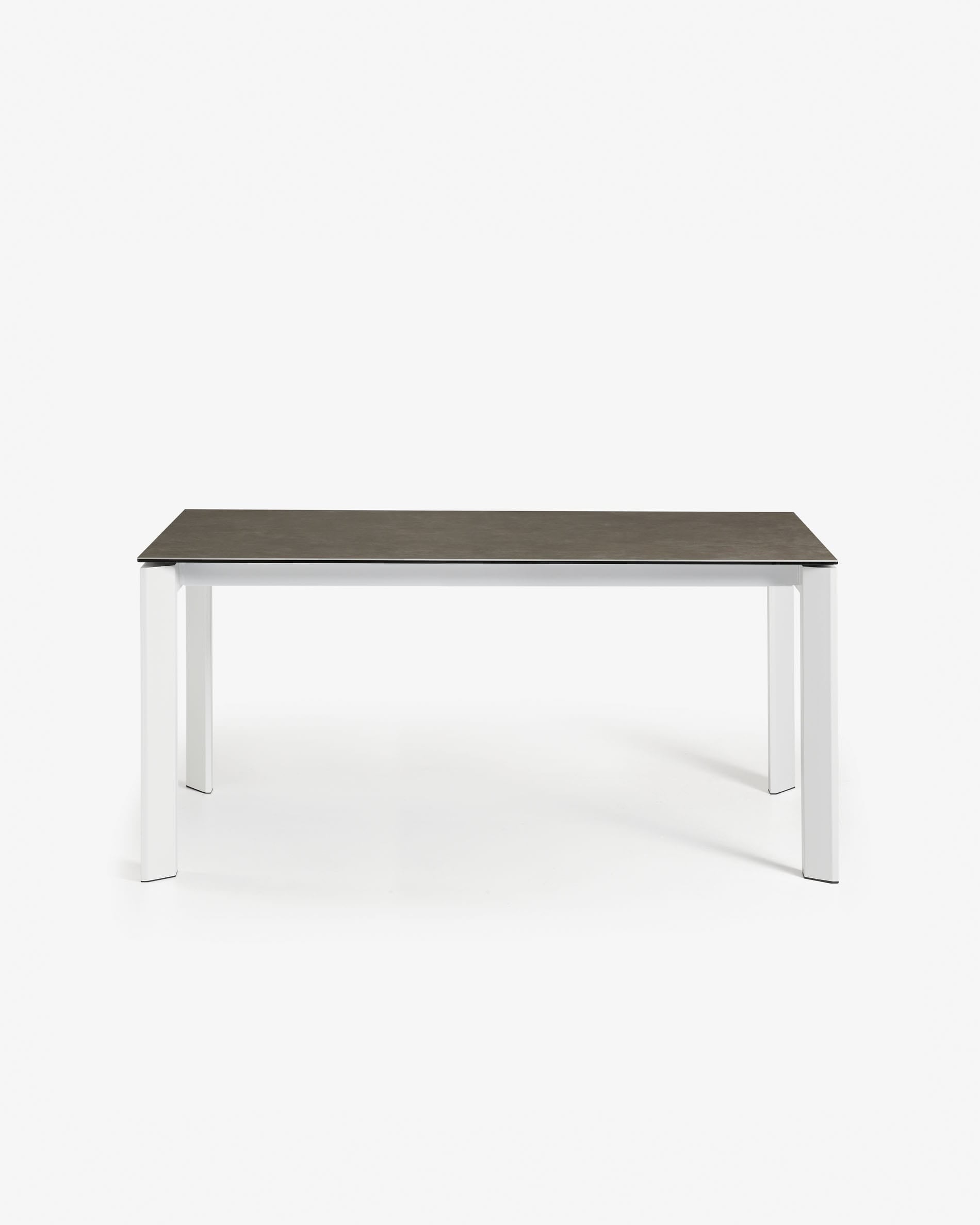 Axis Ausziehtisch Feinsteinzeug Vulcano Ceniza Finish Stahlbeine in Weiss 140 (200) cm in Braun präsentiert im Onlineshop von KAQTU Design AG. Esstisch ist von Kave Home