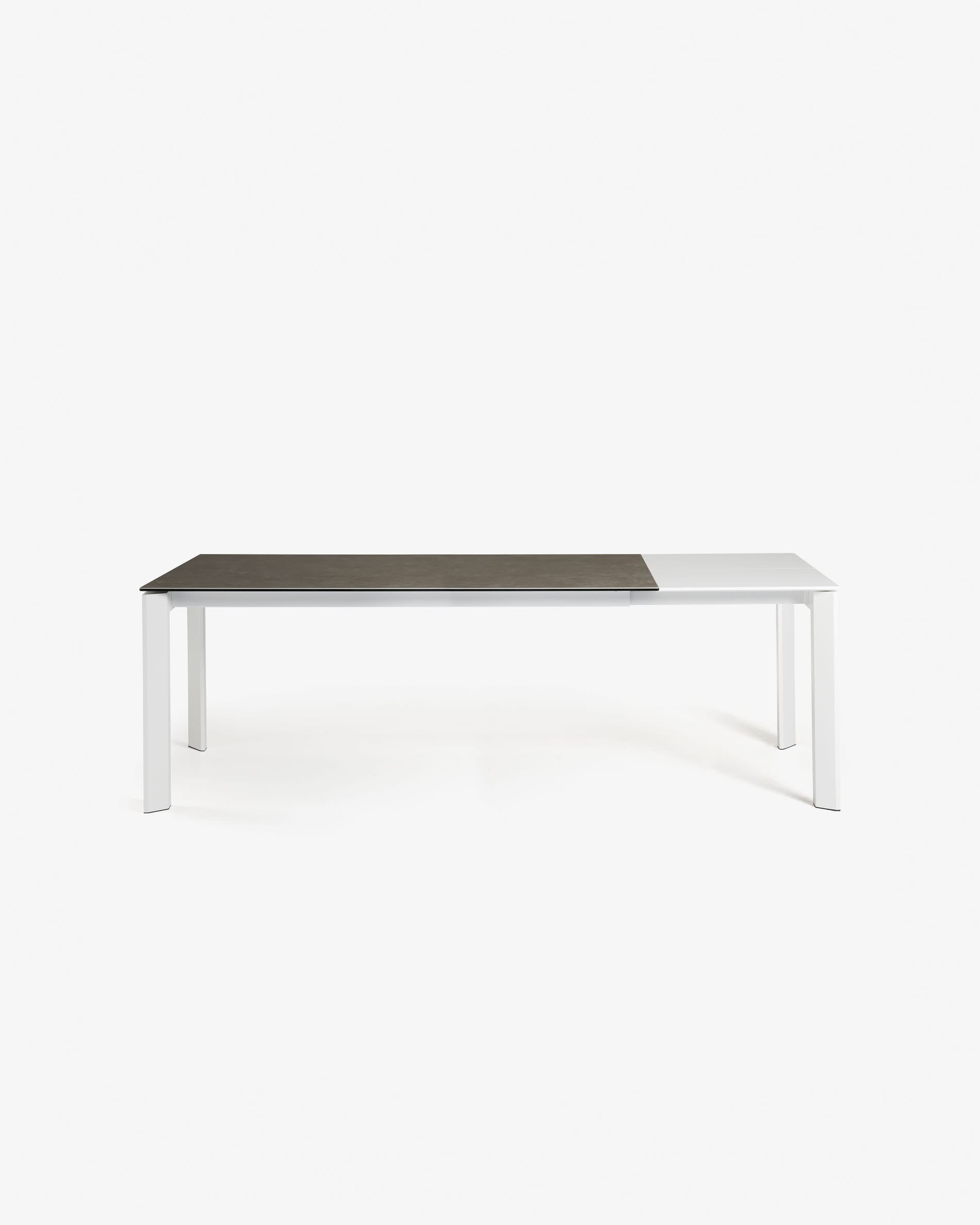 Axis Ausziehtisch Feinsteinzeug Vulcano Ceniza Finish Stahlbeine in Weiss 140 (200) cm in Braun präsentiert im Onlineshop von KAQTU Design AG. Esstisch ist von Kave Home