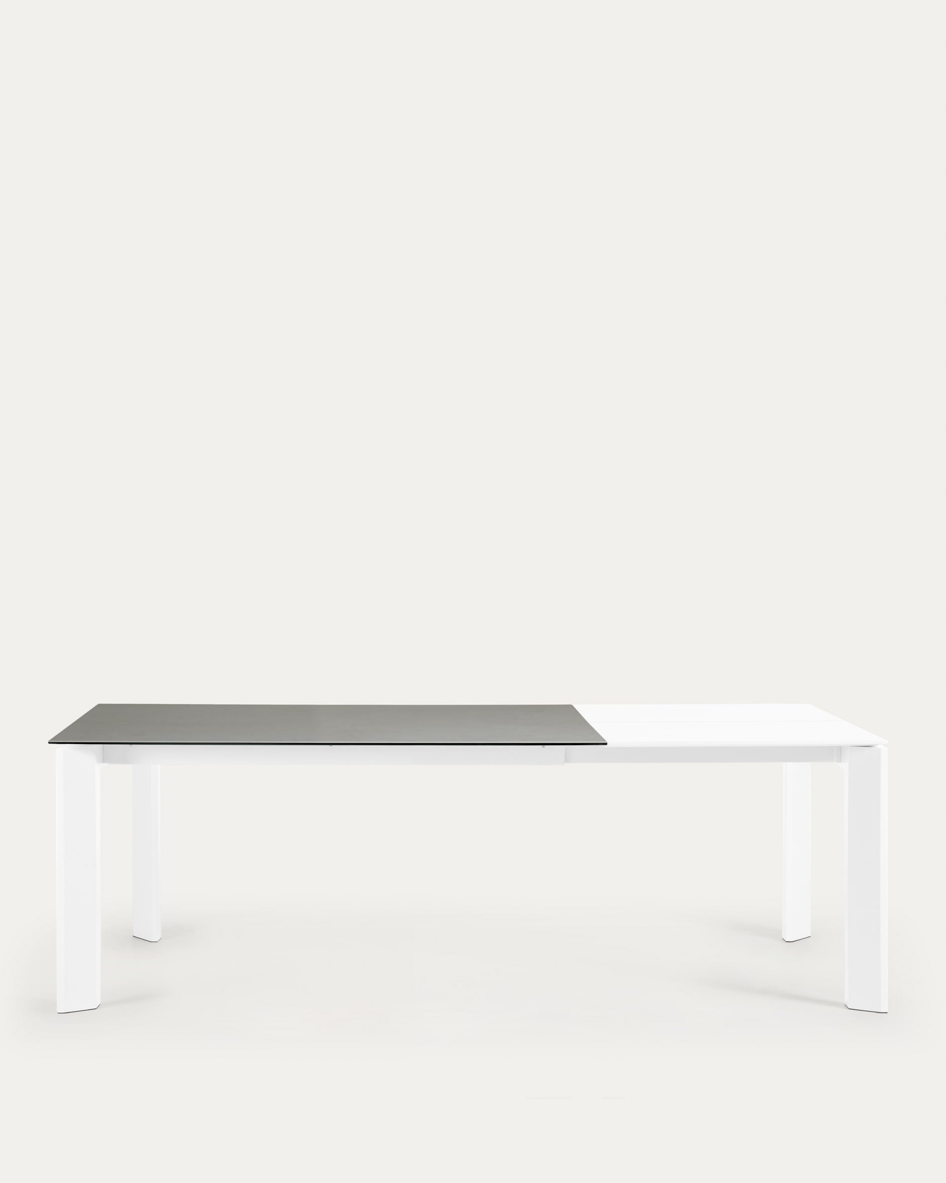 Axis Ausziehtisch Feinsteinzeug mit Hydra Plomo Finish Beine in Weiss 160 (220) cm in Grau präsentiert im Onlineshop von KAQTU Design AG. Esstisch ist von Kave Home