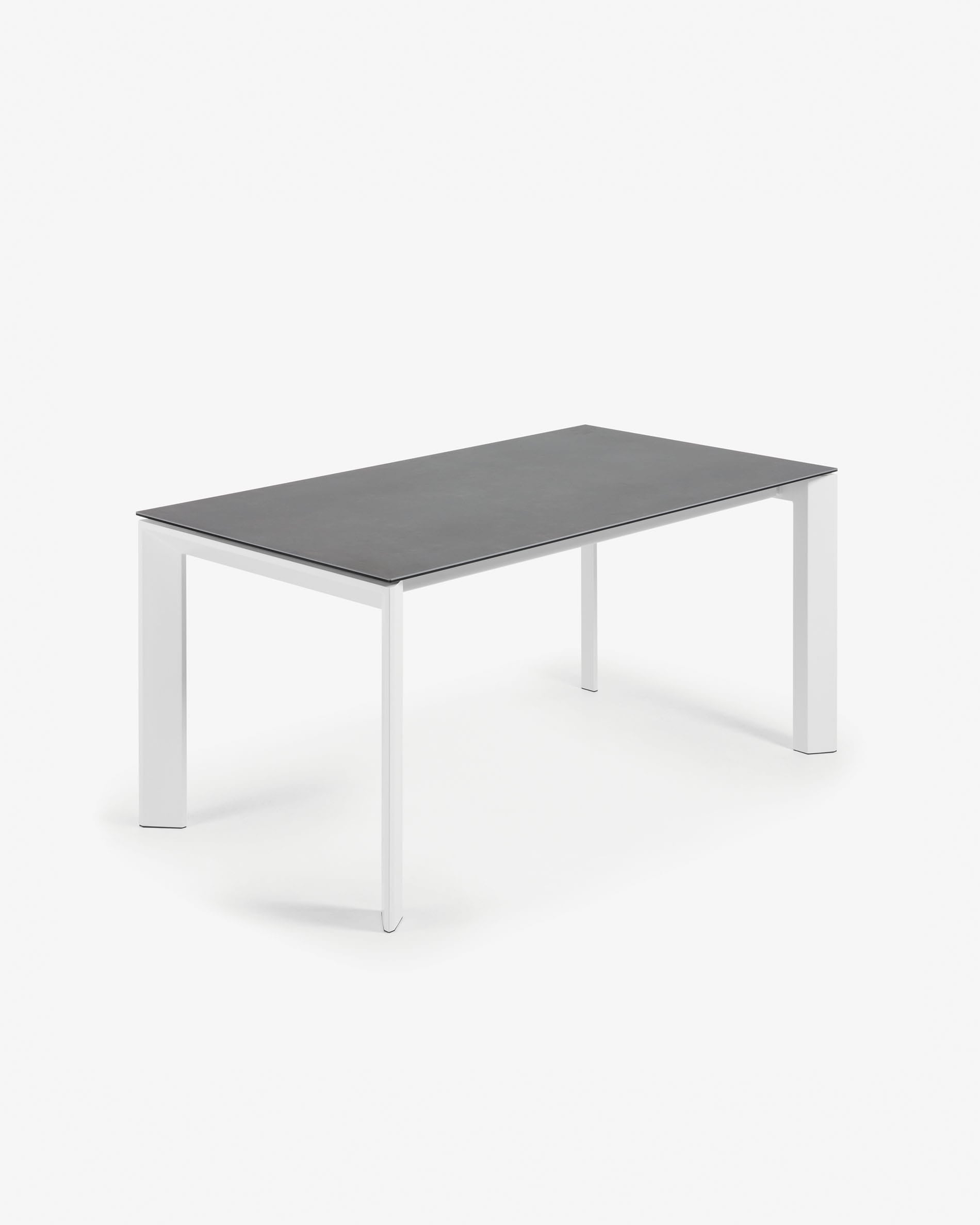 Axis Ausziehtisch Feinsteinzeug Vulcano Roca Finish Beine weiss 160 (220) cm in Grau präsentiert im Onlineshop von KAQTU Design AG. Esstisch ist von Kave Home