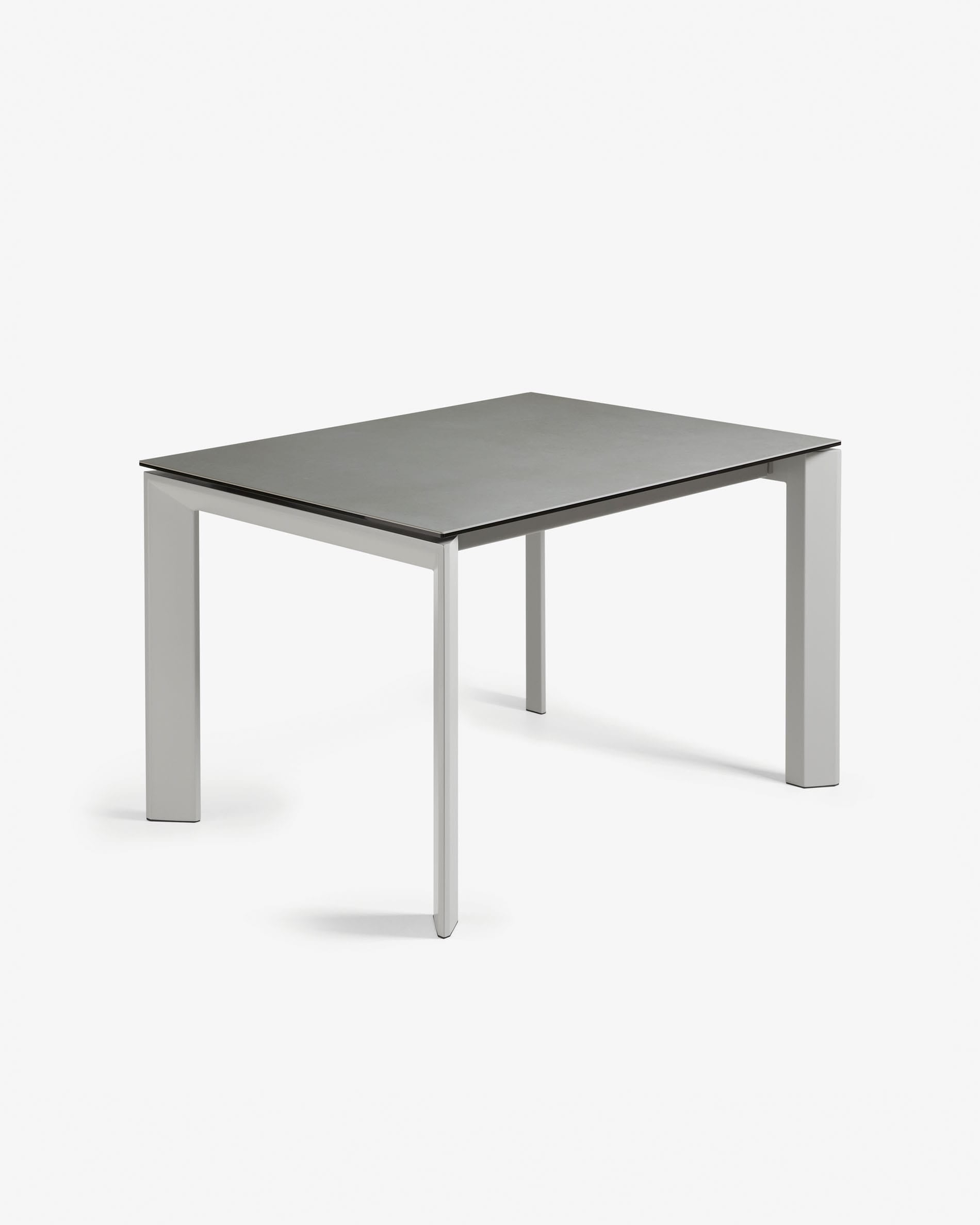 Axis Ausziehtisch Feinsteinzeug mit Hydra Plomo Finish und Stahlbeine grau 120 (180) cm  in Grau präsentiert im Onlineshop von KAQTU Design AG. Esstisch ist von Kave Home