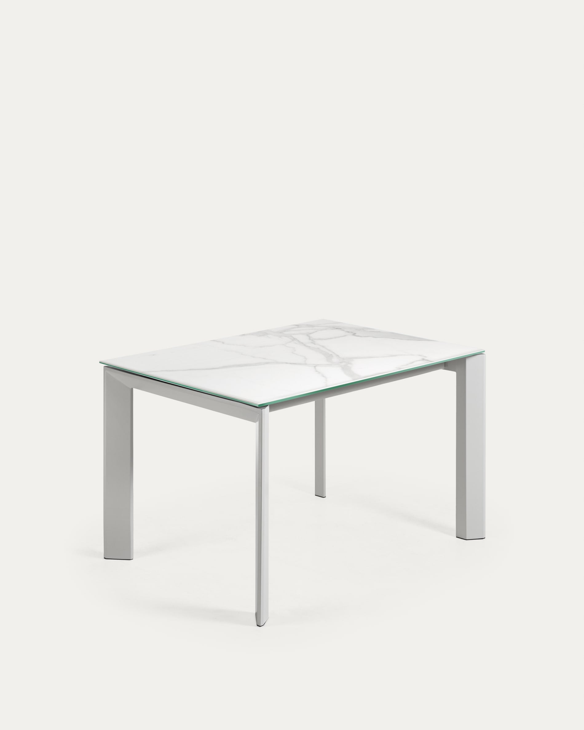 Axis Ausziehtisch Feinsteinzeug mit Kalos Blanco Finish Beine in Grau 120 (180) cm in Weiß präsentiert im Onlineshop von KAQTU Design AG. Esstisch ist von Kave Home