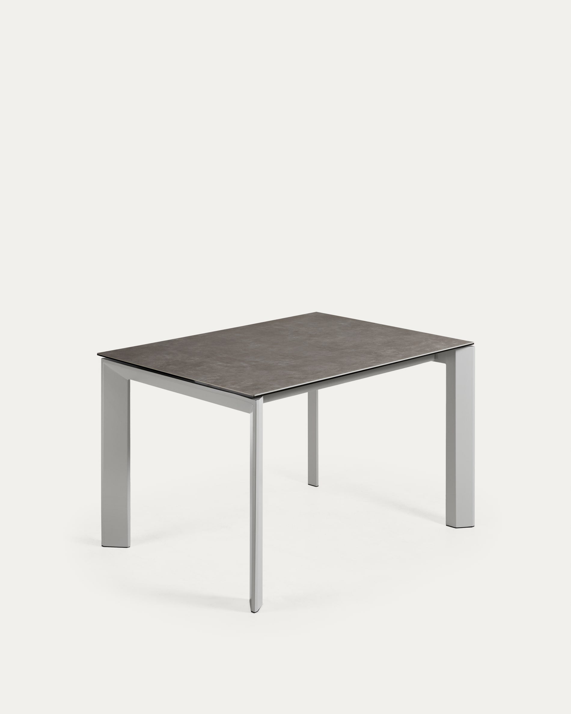 Axis Ausziehtisch Feinsteinzeug Vulcano Ceniza Finish Stahlbeine grau 120 (180) cm  in Grau präsentiert im Onlineshop von KAQTU Design AG. Esstisch ist von Kave Home