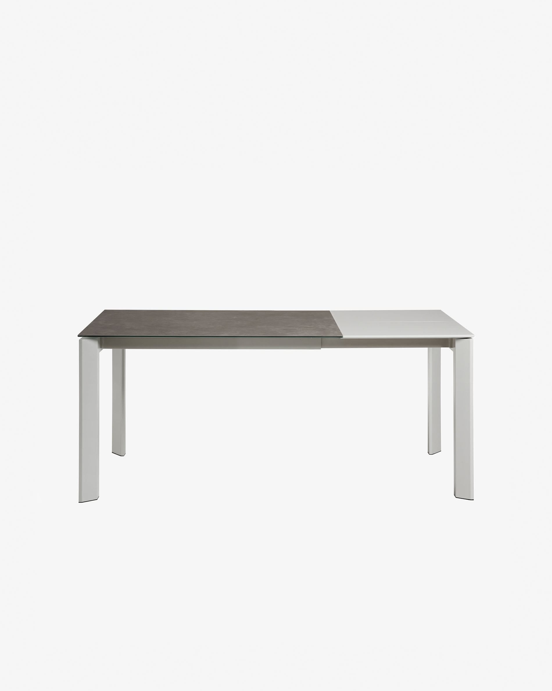 Axis Ausziehtisch Feinsteinzeug Vulcano Ceniza Finish Stahlbeine in Grau 140 (200) cm in Grau präsentiert im Onlineshop von KAQTU Design AG. Esstisch ist von Kave Home