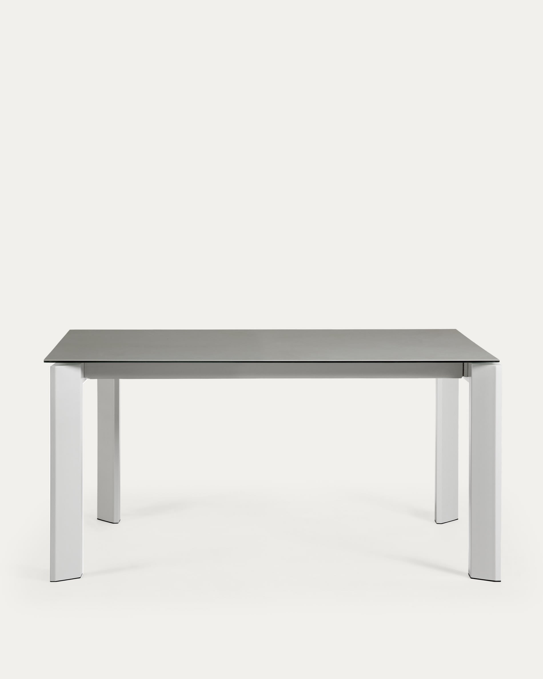 Axis Ausziehtisch Feinsteinzeug mit Hydra Plomo Finish Beine in Grau 160 (220) cm in Grau präsentiert im Onlineshop von KAQTU Design AG. Esstisch ist von Kave Home