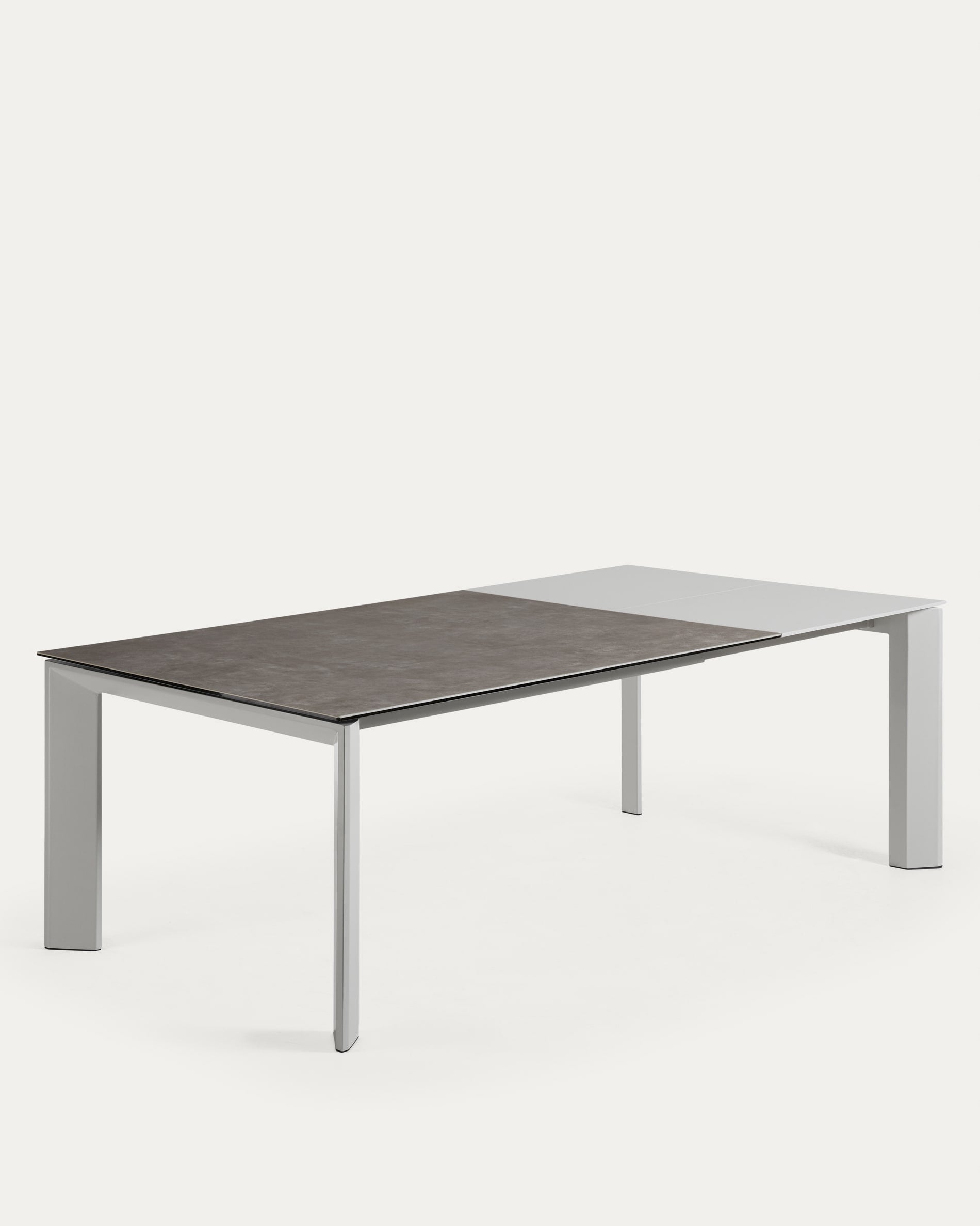 Axis Ausziehtisch Feinsteinzeug mit Vulcano Ceniza Finish Stahlbeine grau 160 (220) cm  in Braun präsentiert im Onlineshop von KAQTU Design AG. Esstisch ist von Kave Home