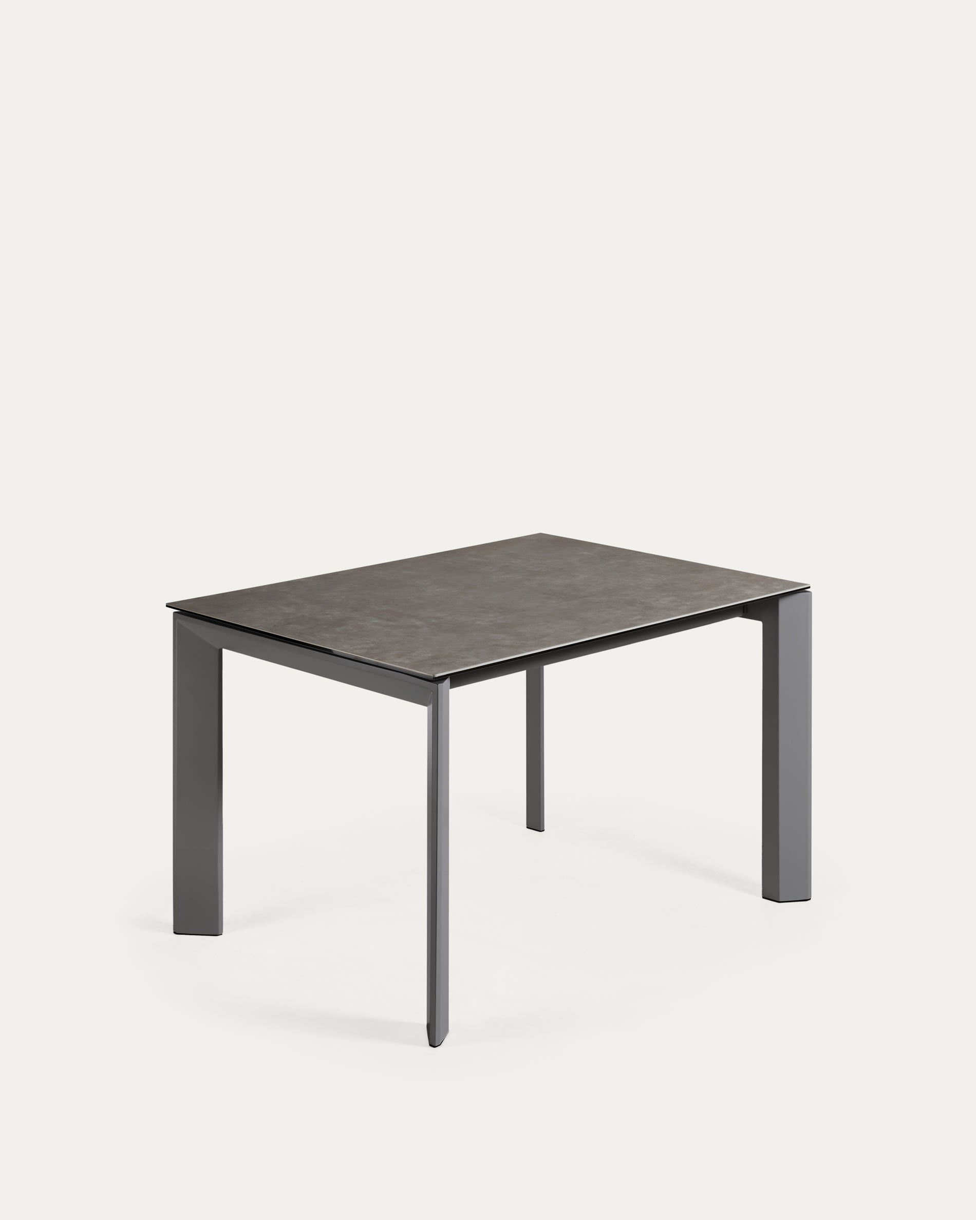 Axis Ausziehtisch Feinsteinzeug Vulcano Ceniza Finish Stahlbeine Anthrazit  120(180)cm in Grau präsentiert im Onlineshop von KAQTU Design AG. Esstisch ist von Kave Home