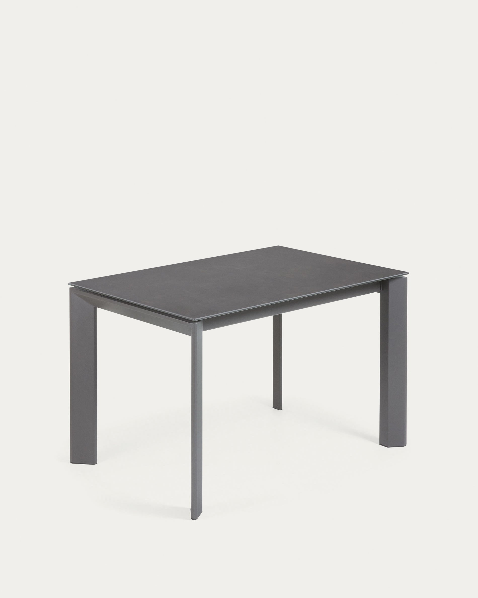 Axis Ausziehtisch Feinsteinzeug Vulcano Roca Finish Stahlbeine in Dunkelgrau 120 (180) cm in Grau präsentiert im Onlineshop von KAQTU Design AG. Esstisch ist von Kave Home