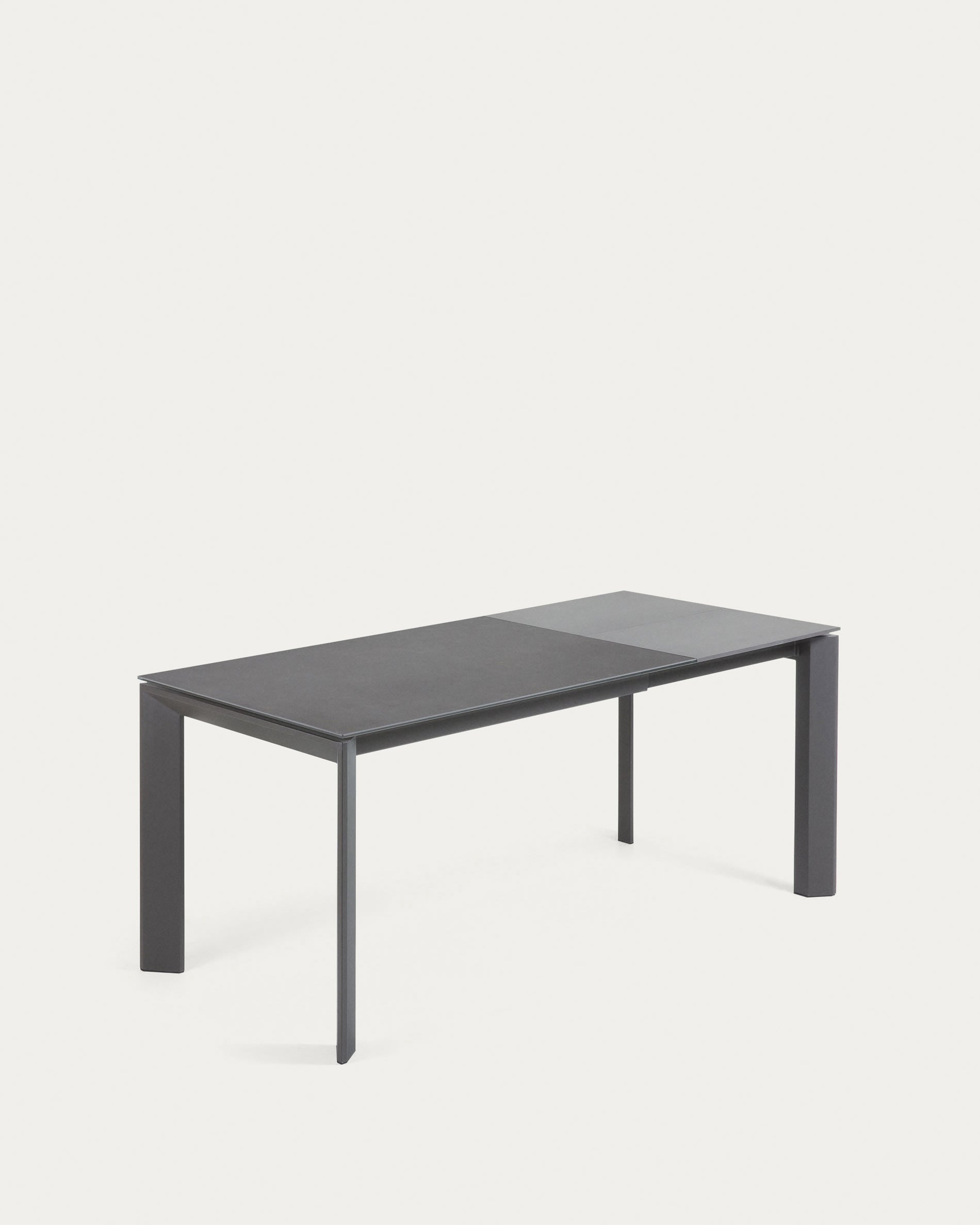 Axis Ausziehtisch Feinsteinzeug Vulcano Roca Finish Stahlbeine in Dunkelgrau 120 (180) cm in Grau präsentiert im Onlineshop von KAQTU Design AG. Esstisch ist von Kave Home