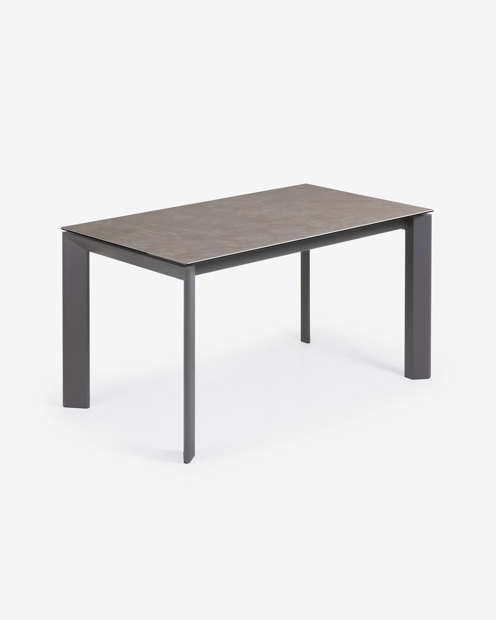 Axis Ausziehtisch Feinsteinzeug Vulcano Ceniza Finish Stahlbeine in Anthrazit 140 (200) cm in Grau präsentiert im Onlineshop von KAQTU Design AG. Esstisch ist von Kave Home