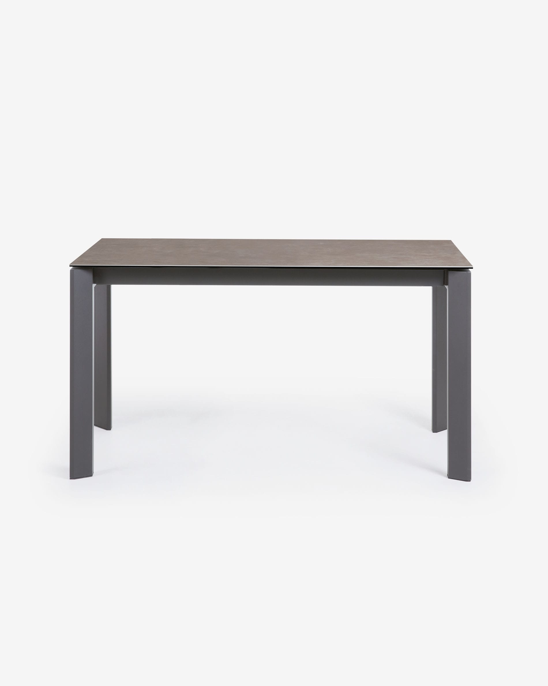 Axis Ausziehtisch Feinsteinzeug Vulcano Ceniza Finish Stahlbeine in Anthrazit 140 (200) cm in Grau präsentiert im Onlineshop von KAQTU Design AG. Esstisch ist von Kave Home