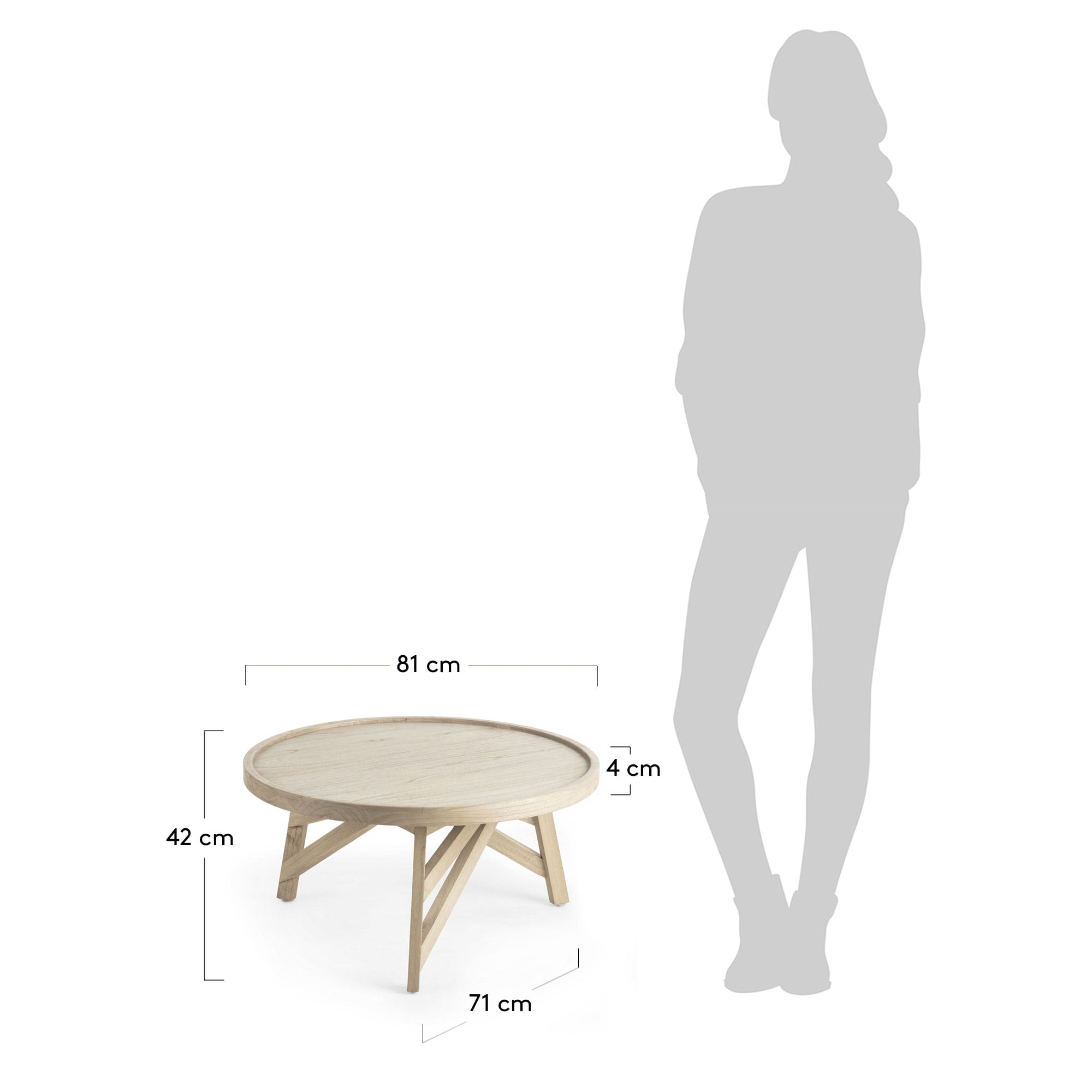 Tenda Couchtisch aus massivem Mindi-Holz Ø 81 cm in Braun präsentiert im Onlineshop von KAQTU Design AG. Beistelltisch ist von Kave Home