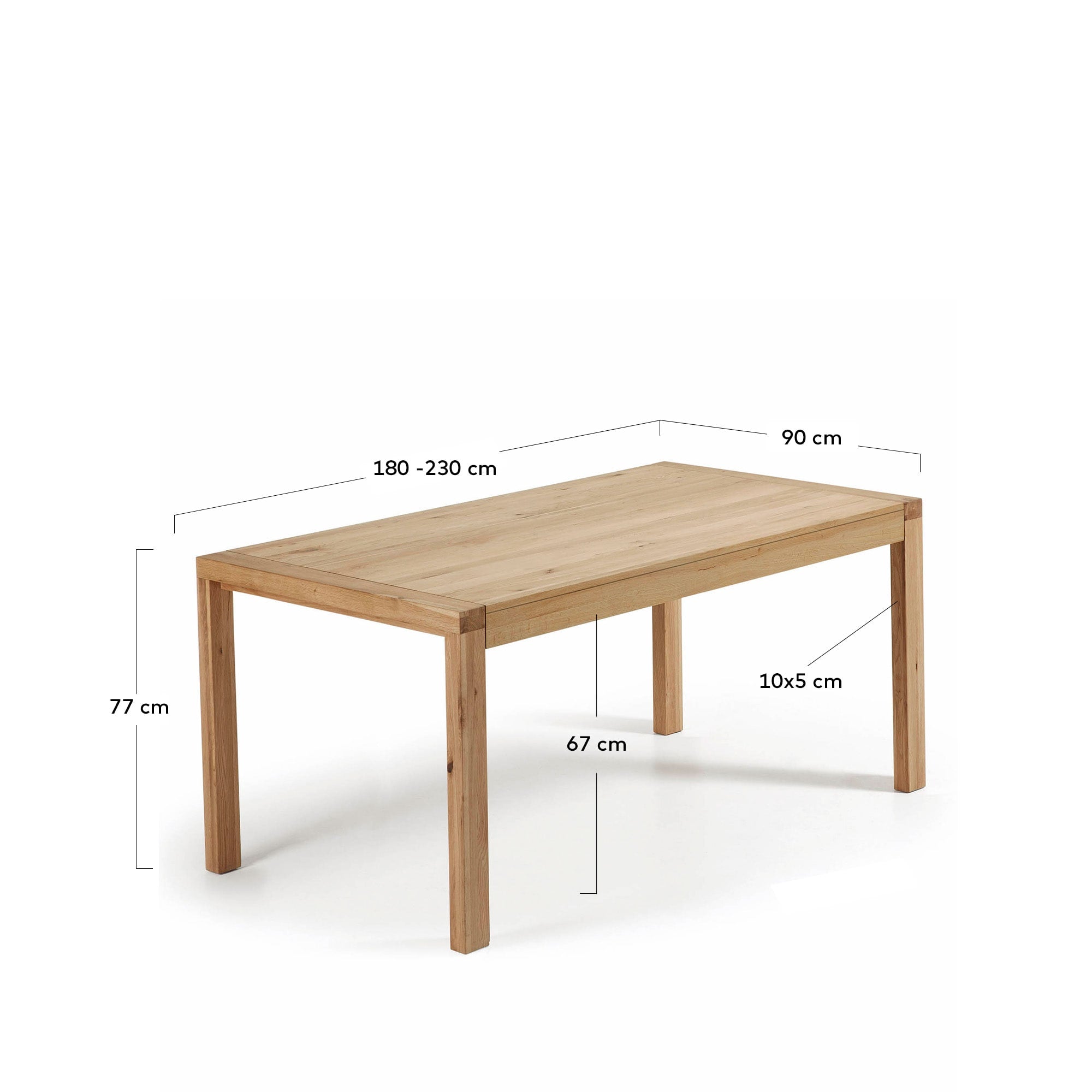 Briva Ausziehtisch aus Eichenfurnier mit natürlichem Finish 180 (230) x 90 cm in Braun präsentiert im Onlineshop von KAQTU Design AG. Esstisch ist von Kave Home