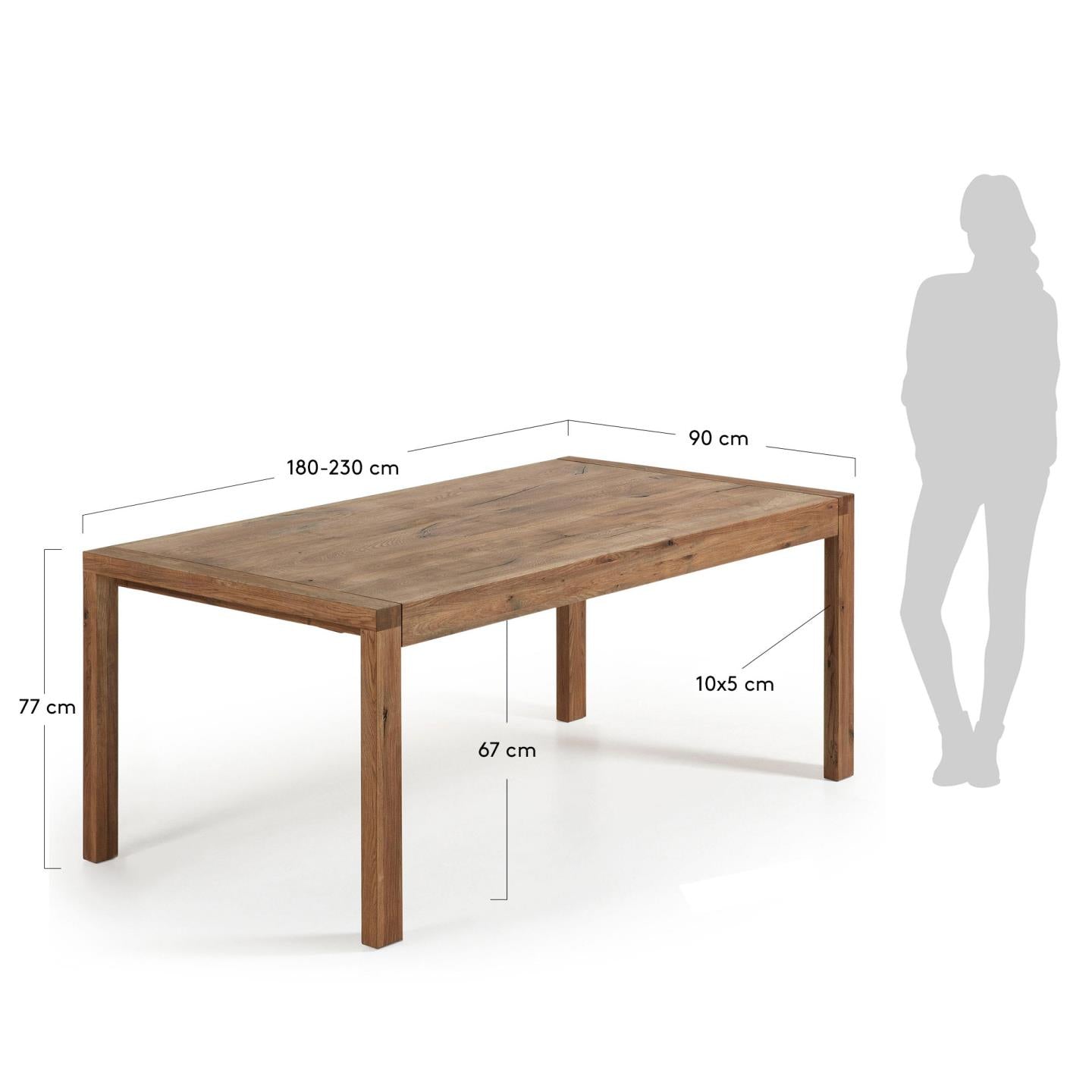 Briva Ausziehtisch aus Eichenfurnier mit Antik-Finish 180 (230) x 90 cm in Braun präsentiert im Onlineshop von KAQTU Design AG. Esstisch ist von Kave Home